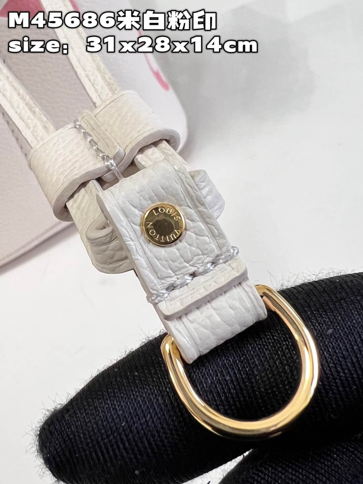 Louis Vuitton LV Monogram Empreinte Neverfull MM Tote Handbag M21579 Cream  / Rose Trianon M46329 Trianon Pink / Cream - Image 6