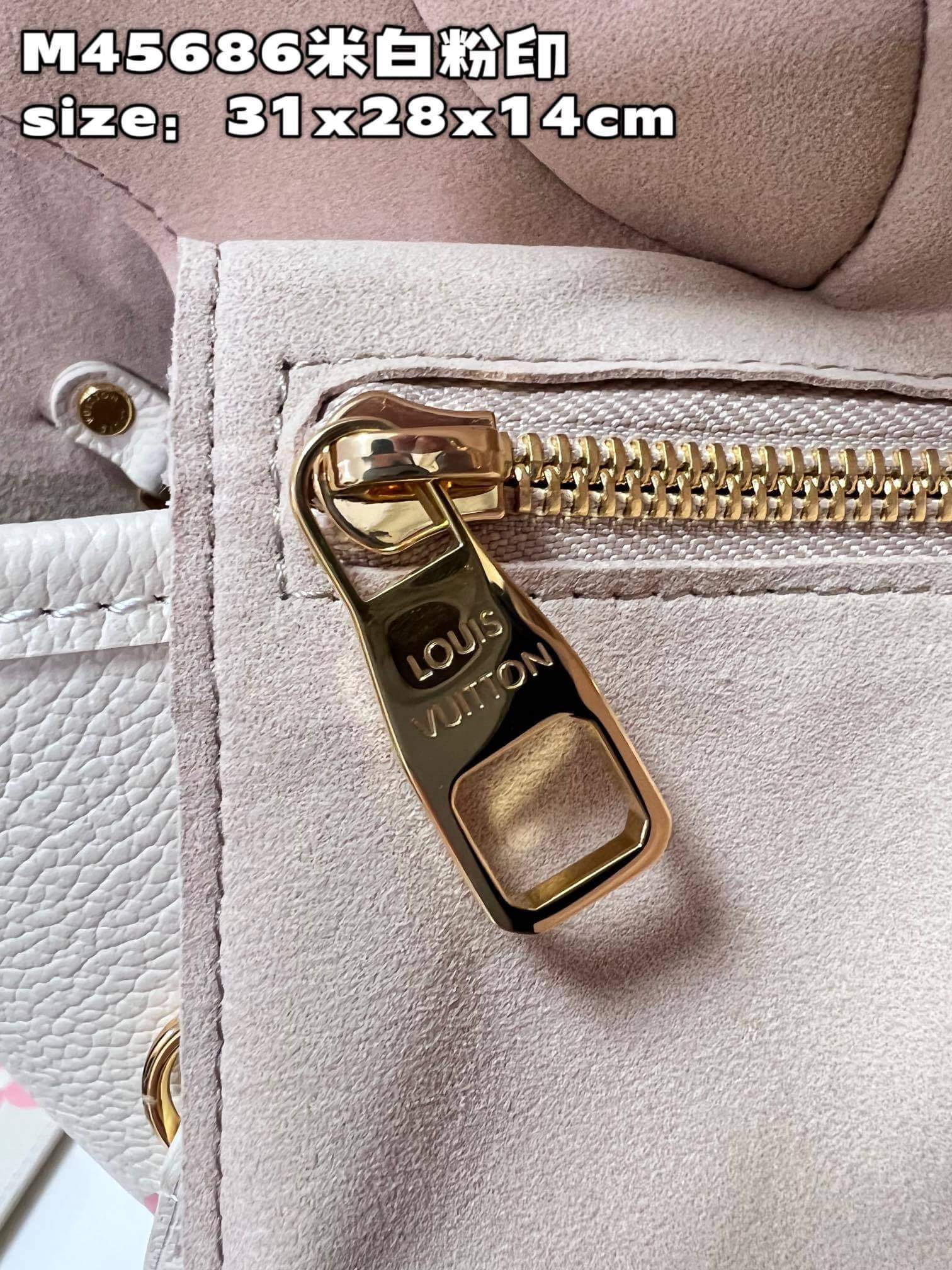 Louis Vuitton LV Monogram Empreinte Neverfull MM Tote Handbag M21579 Cream  / Rose Trianon M46329 Trianon Pink / Cream - Image 4