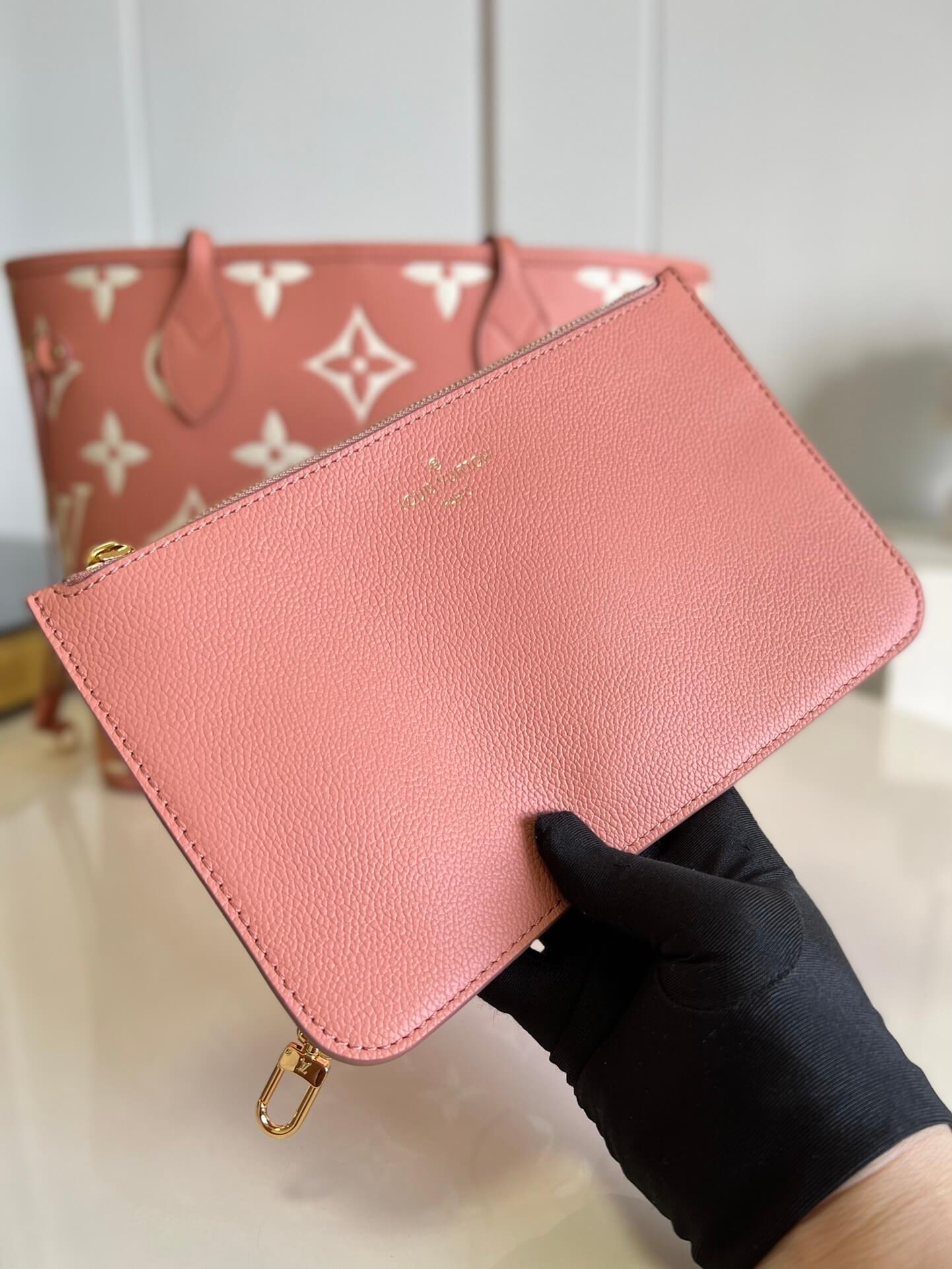 Louis Vuitton LV Monogram Empreinte Neverfull MM Tote Handbag M21579 Cream  / Rose Trianon M46329 Trianon Pink / Cream - Image 13