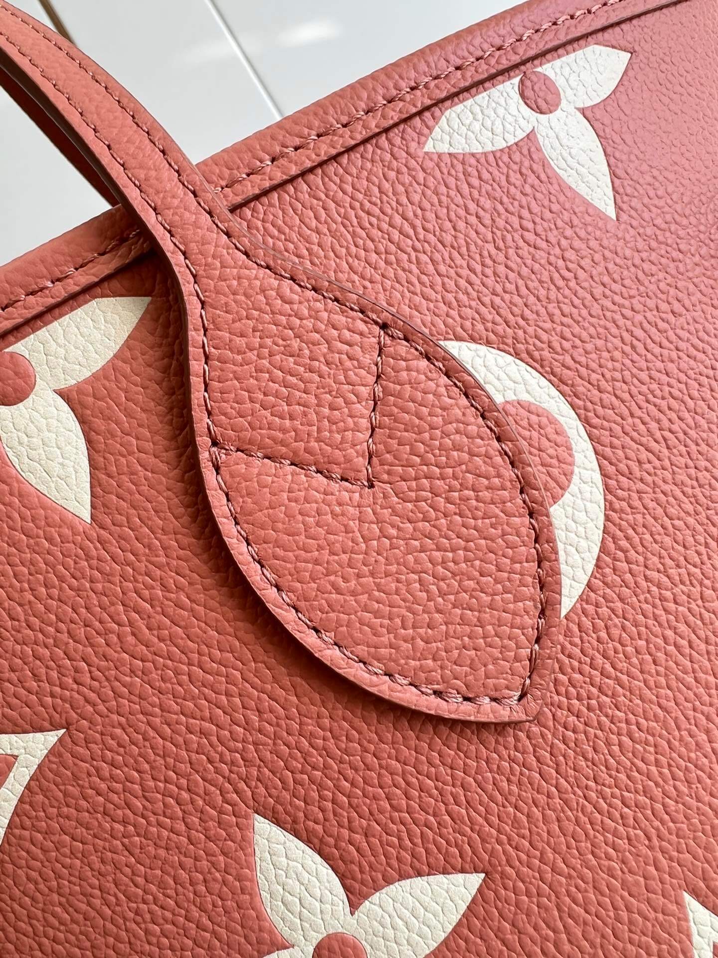 Louis Vuitton LV Monogram Empreinte Neverfull MM Tote Handbag M21579 Cream  / Rose Trianon M46329 Trianon Pink / Cream - Image 16