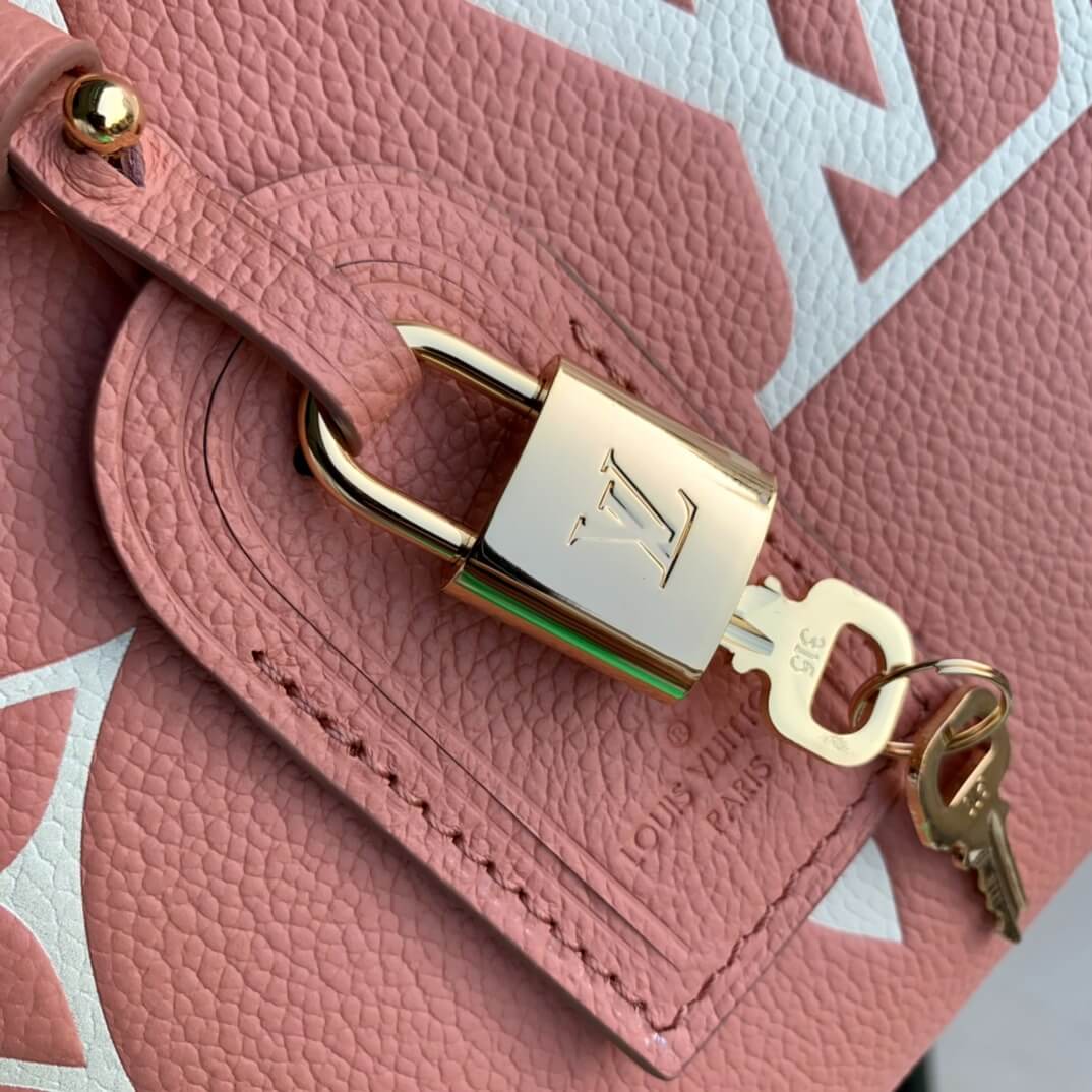 Louis Vuitton LV Monogram Empreinte Petit - Grand Palais Shoulder Handbag M46353 - M45811 Trianon Pink / Cream - Image 8