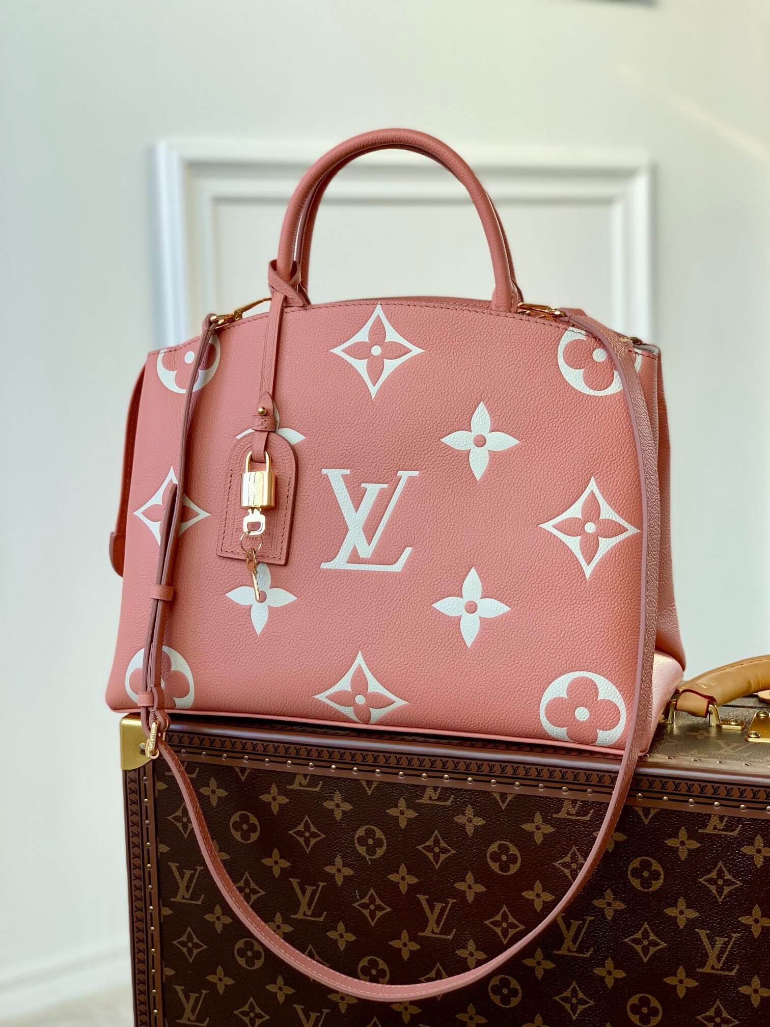 Louis Vuitton LV Monogram Empreinte Petit - Grand Palais Shoulder Handbag M46353 - M45811 Trianon Pink / Cream