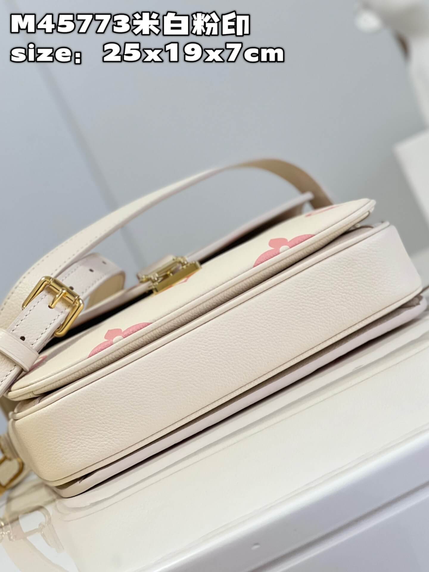 Louis Vuitton LV Monogram Empreinte Pochette Métis Crossbody Handbag M45573 Cream / Rose Trianon M46302 Trianon Pink / Cream - Image 8