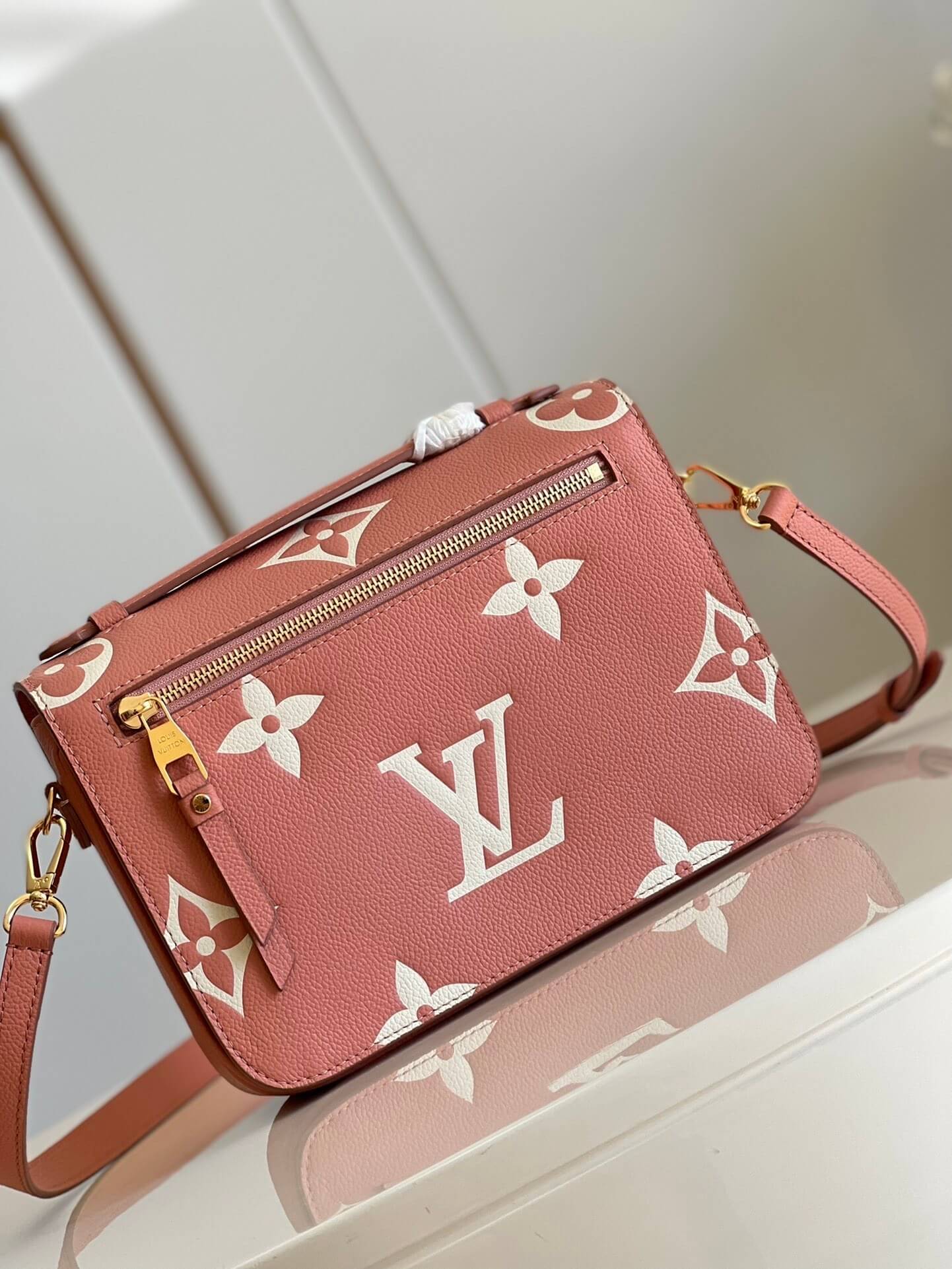 Louis Vuitton LV Monogram Empreinte Pochette Métis Crossbody Handbag M45573 Cream / Rose Trianon M46302 Trianon Pink / Cream - Image 11