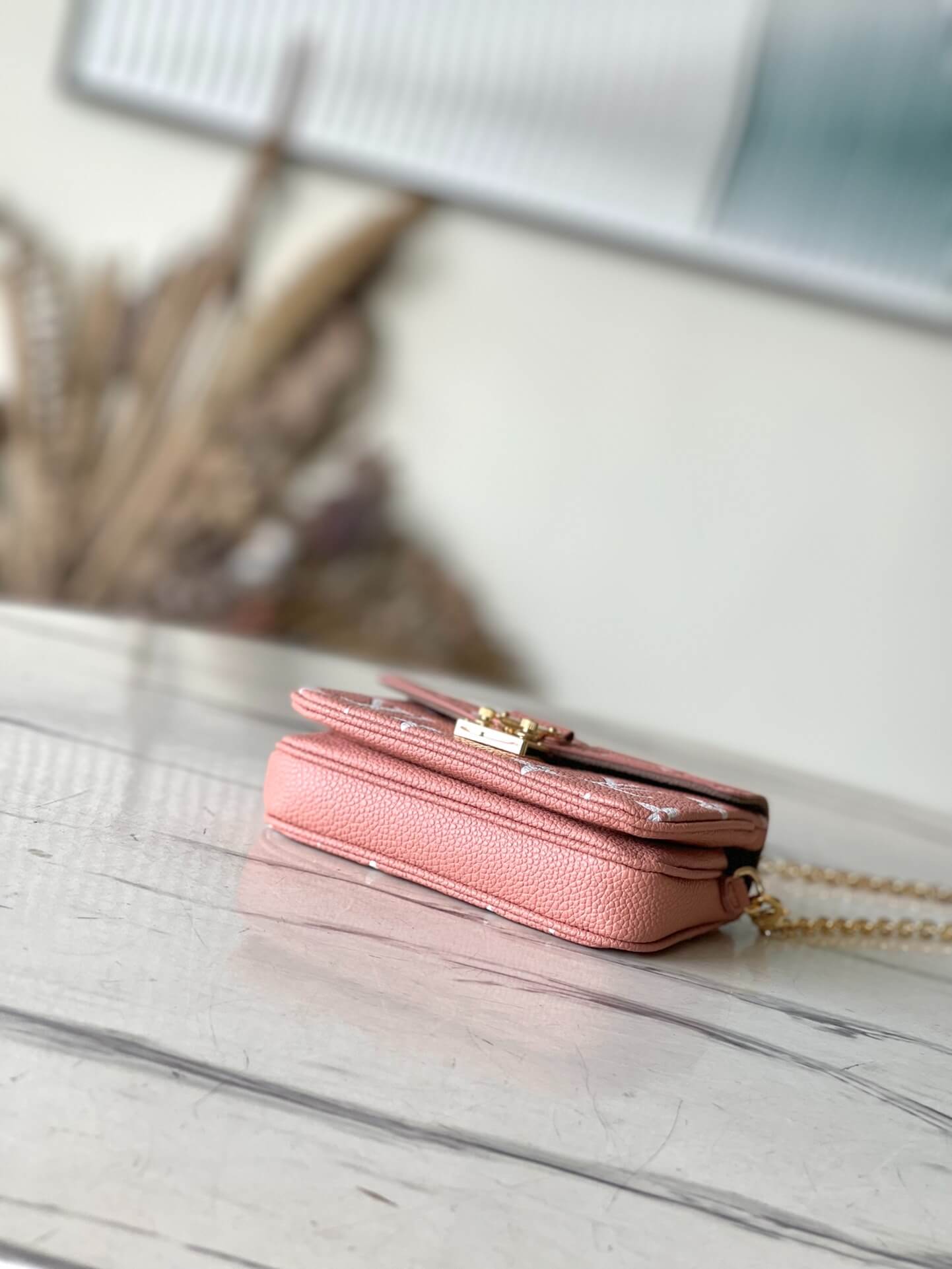 Louis Vuitton LV Monogram Empreinte Pochette Micro Métis M81267 Trianon Pink / Cream - Image 9