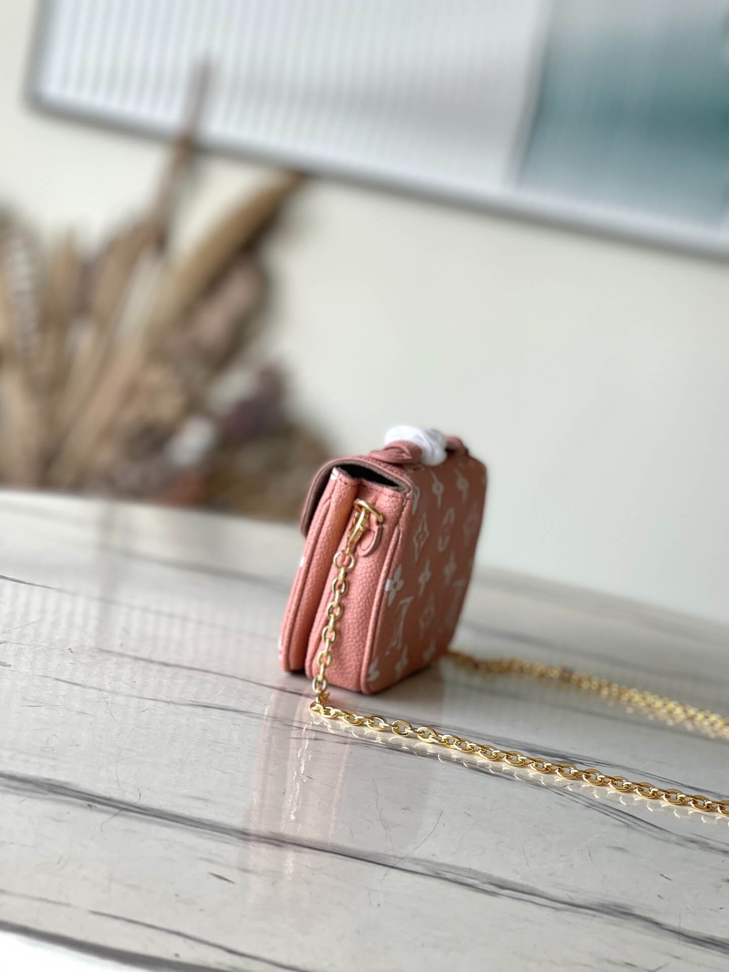 Louis Vuitton LV Monogram Empreinte Pochette Micro Métis M81267 Trianon Pink / Cream - Image 6