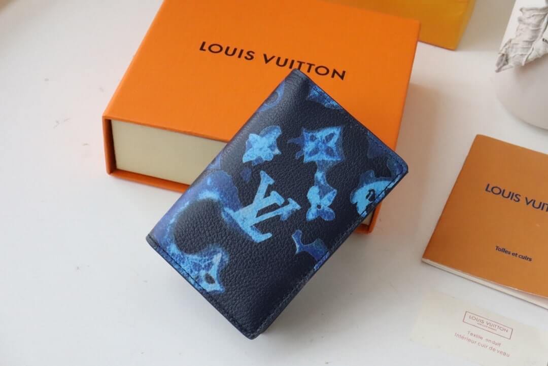 Louis Vuitton LV Monogram Pocket Organizer Small Wallet M80463 Navy Blue