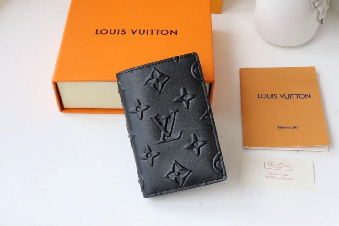 Louis Vuitton LV Monogram Seal Pocket Organizer Wallet M80508 Black - Khaki