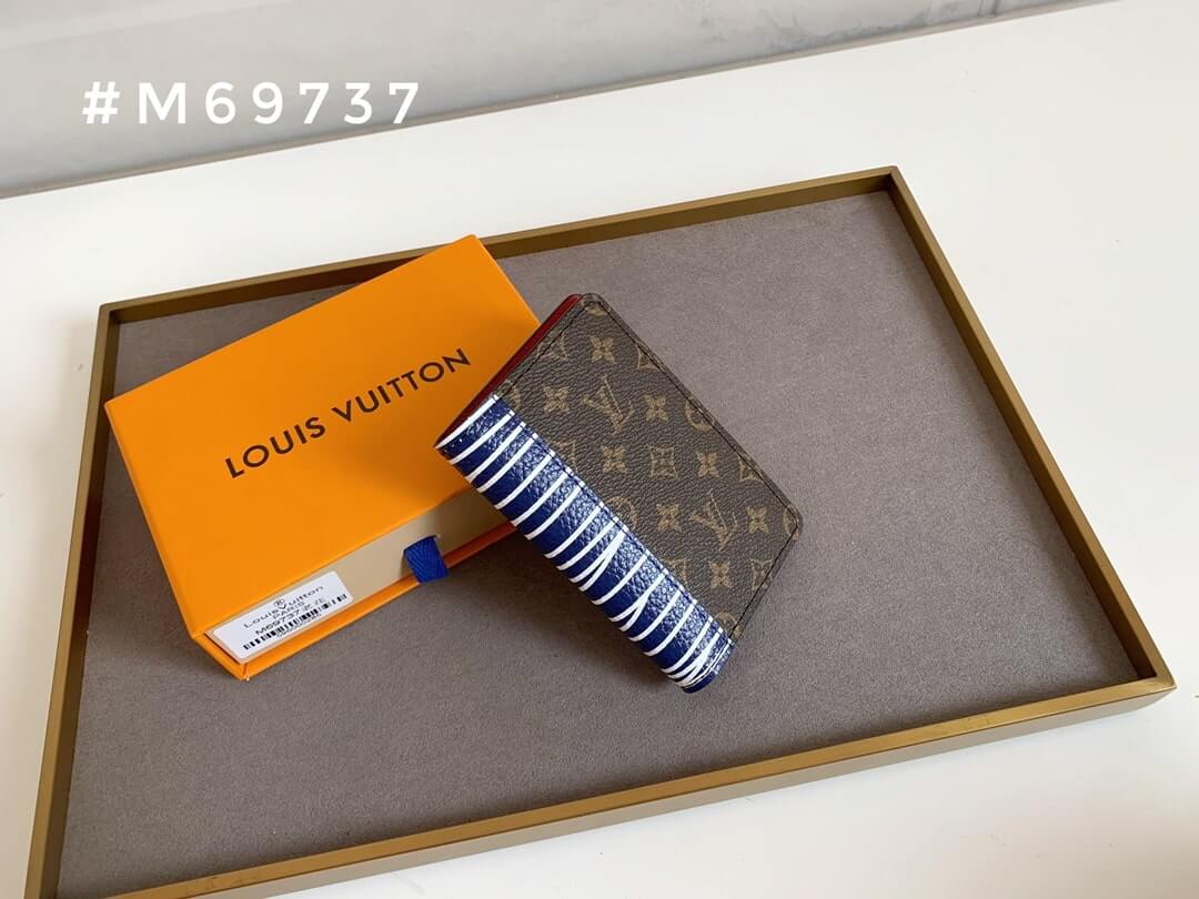 Louis Vuitton LV Monogram Small Card Holder Patchwork Pocket Organizer Wallet M69737 Brown / Black / Red - Black / Brown