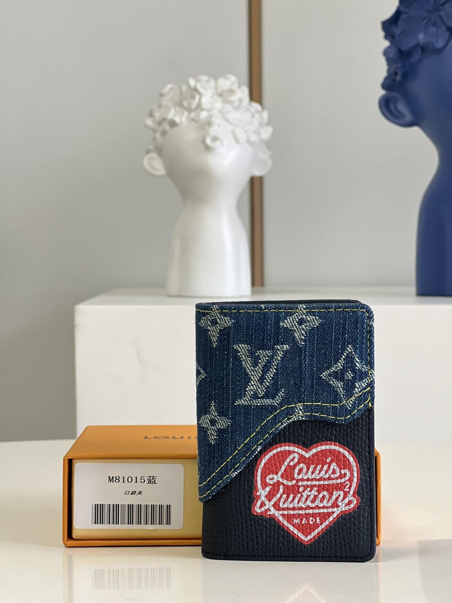 Louis Vuitton LV Monogram denim and Taurillon Pocket Organizer M81015 Blue - Black