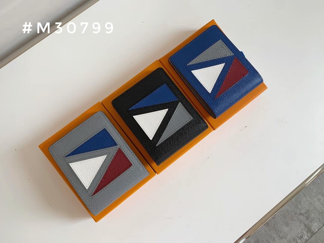 Louis Vuitton LV Multiple Wallet Taiga M30799 Black - Blue - Grey