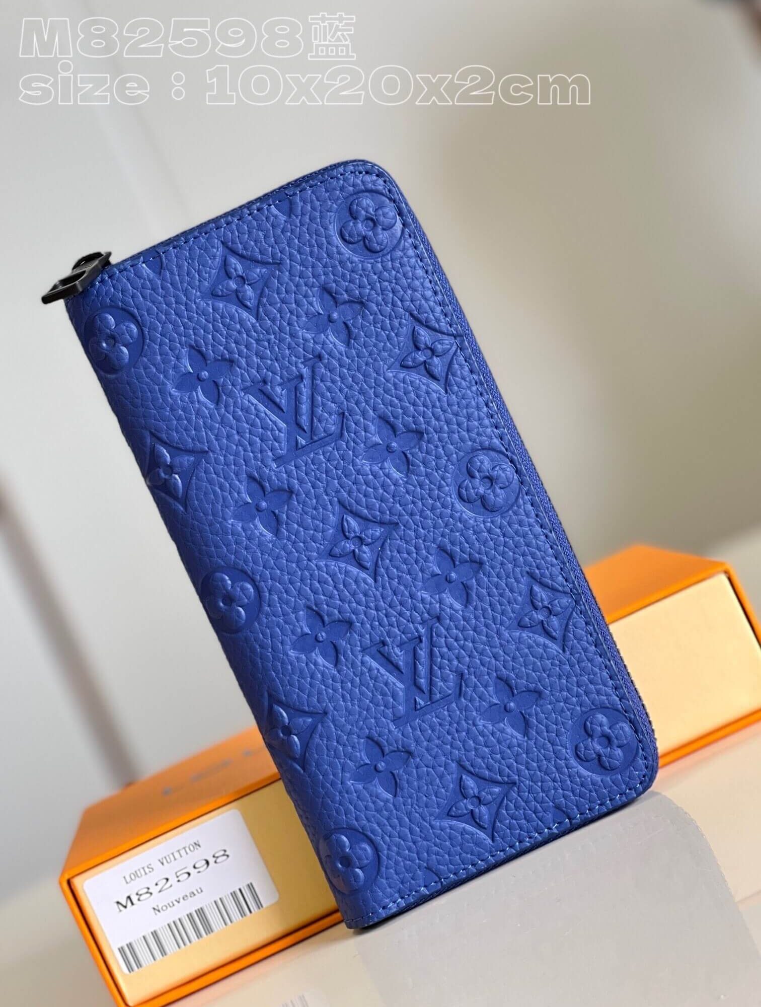 Louis Vuitton LV Taurillon Monogram Zippy Wallet Vertical M82597 Blue - Cream White