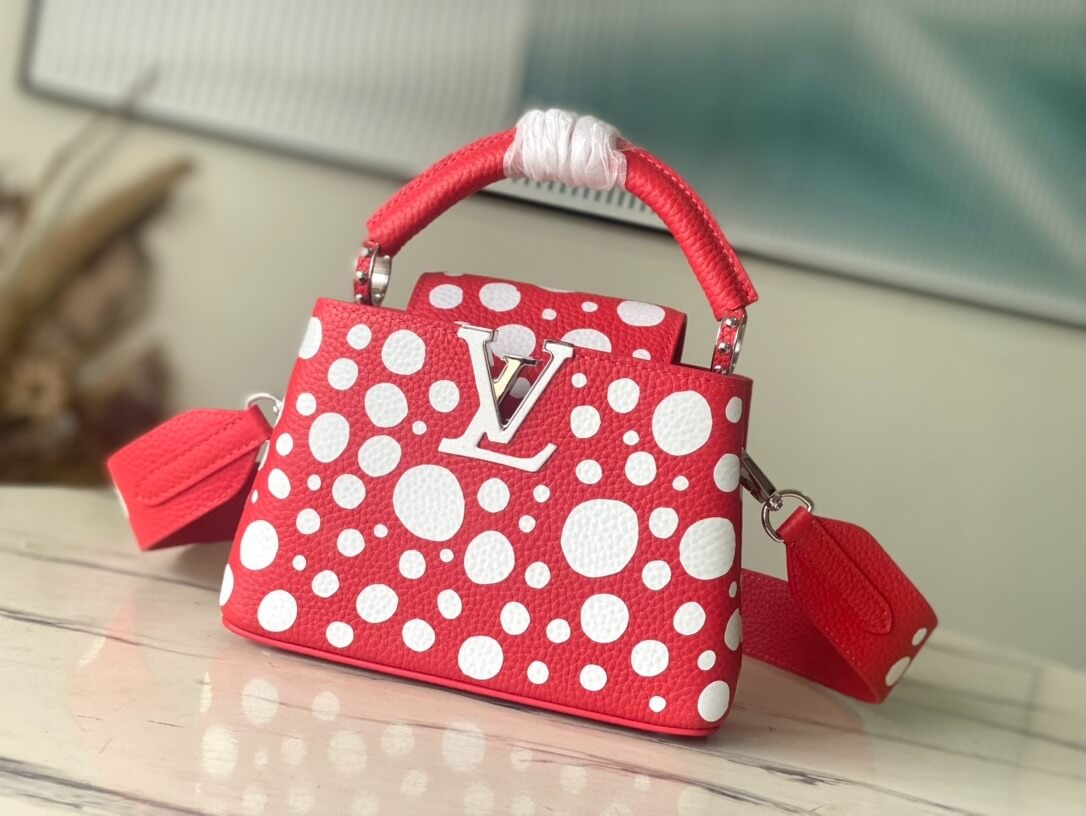 Louis Vuitton LV x YK Mini Capucines Handbag M21692 Red white Black White