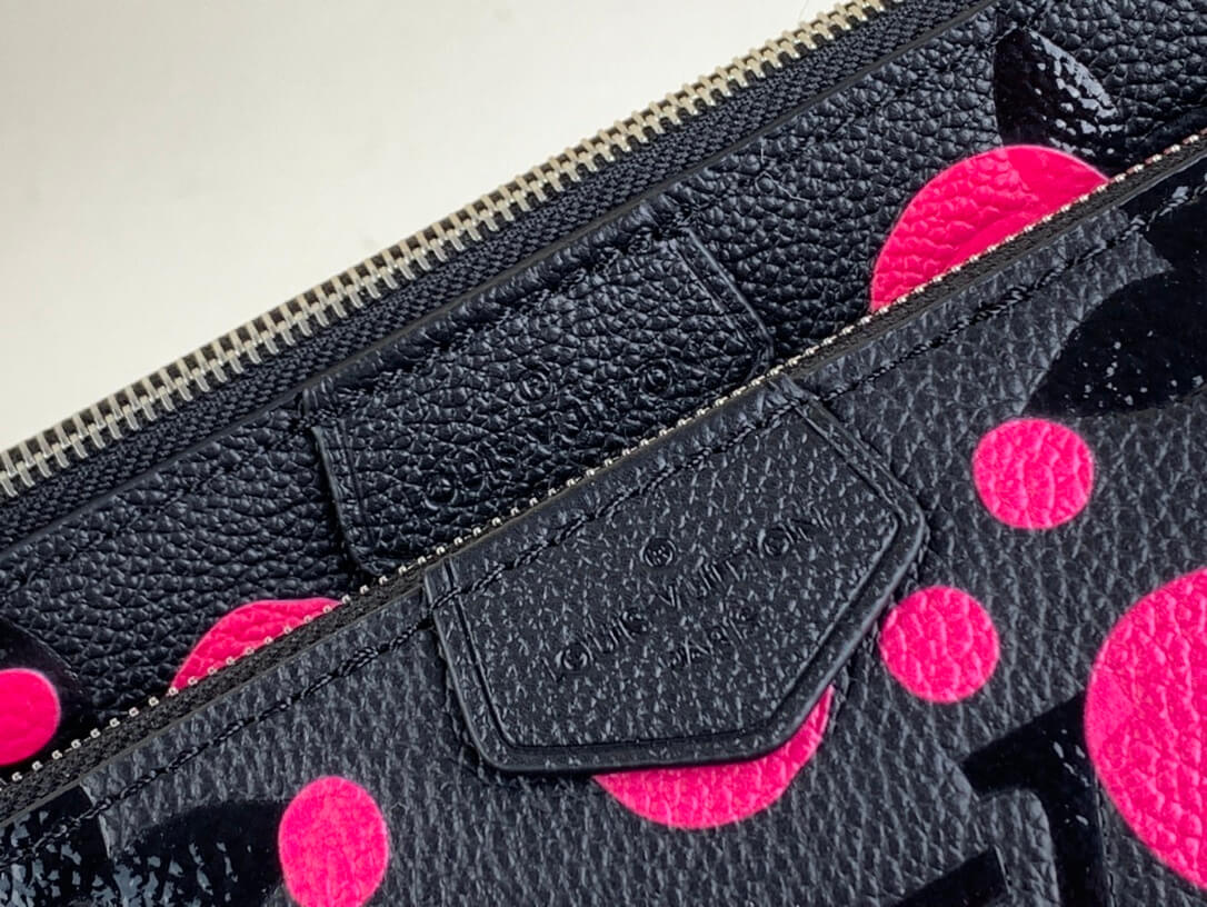 Louis Vuitton LV x YK Monogram Taurillon Infinity Dots Multi Pochette Accessoires Shoulder Handbag M46421 Black / Rose Red - Image 4