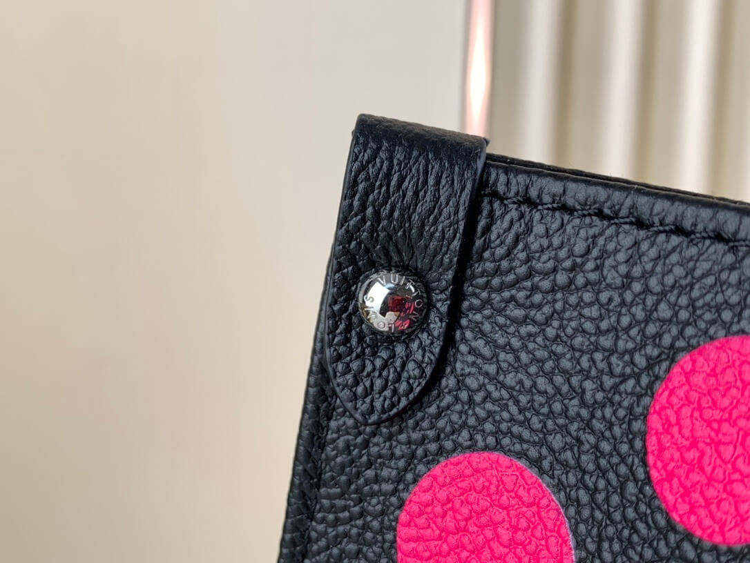 Louis Vuitton LV x YK Monogram Taurillon Infinity Dots OnTheGo MM Handbag M46418 Black / Fuchsia Pink - Image 7