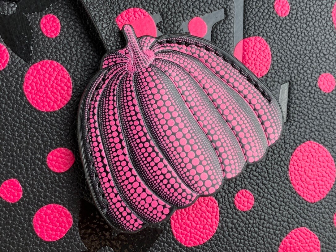 Louis Vuitton LV x YK Monogram Taurillon Infinity Dots OnTheGo MM Handbag M46418 Black / Fuchsia Pink - Image 8