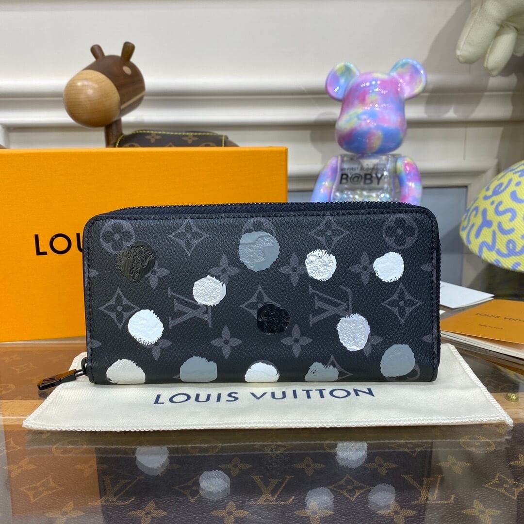 Louis Vuitton Monogram Eclipse LV x YK Zippy Wallet M81933 Black