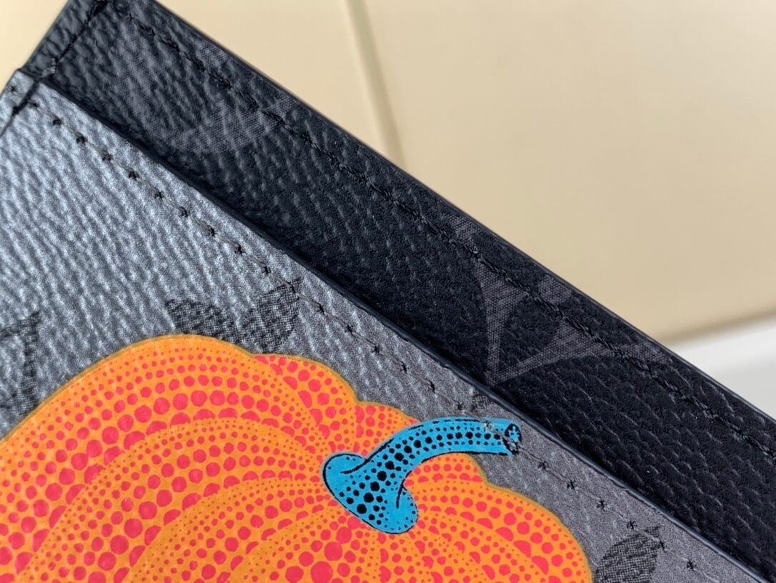 Louis Vuitton Monogram Eclipse Reverse coated canvas LV x YK Porte Carte Simple Card Clip M81968 Black Flower - Image 7