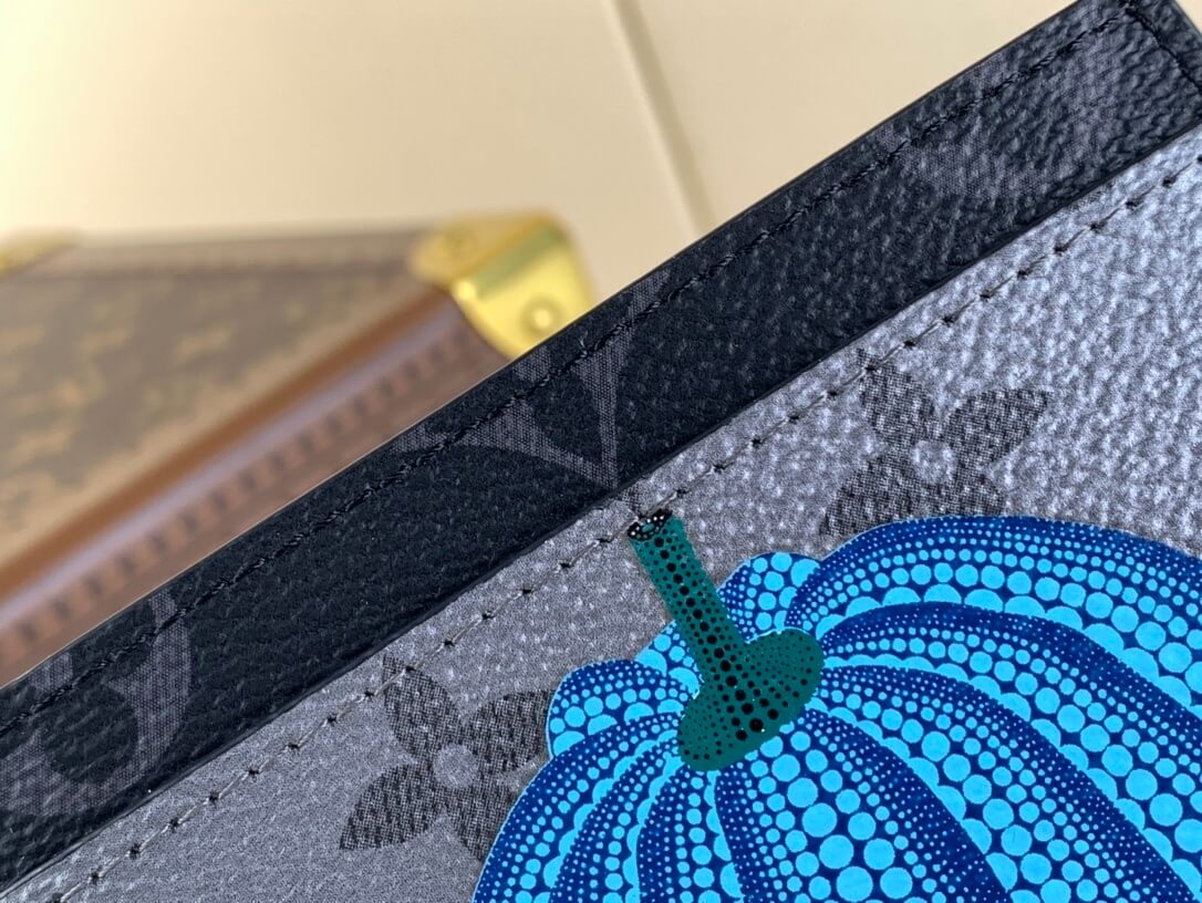 Louis Vuitton Monogram Eclipse Reverse coated canvas LV x YK Porte Carte Simple Card Clip M81968 Black Flower - Image 6