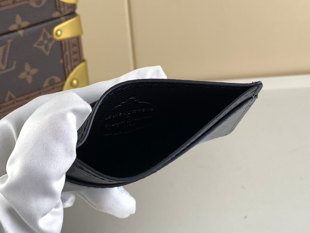 Louis Vuitton Monogram Eclipse Reverse coated canvas LV x YK Porte Carte Simple Card Clip M81968 Black Flower - Image 4