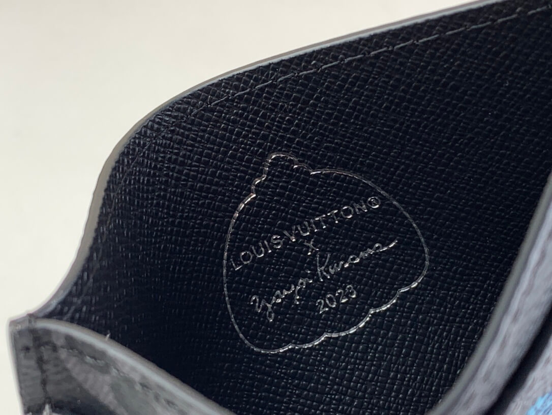 Louis Vuitton Monogram Eclipse Reverse coated canvas LV x YK Porte Carte Simple Card Clip M81968 Black Flower - Image 9