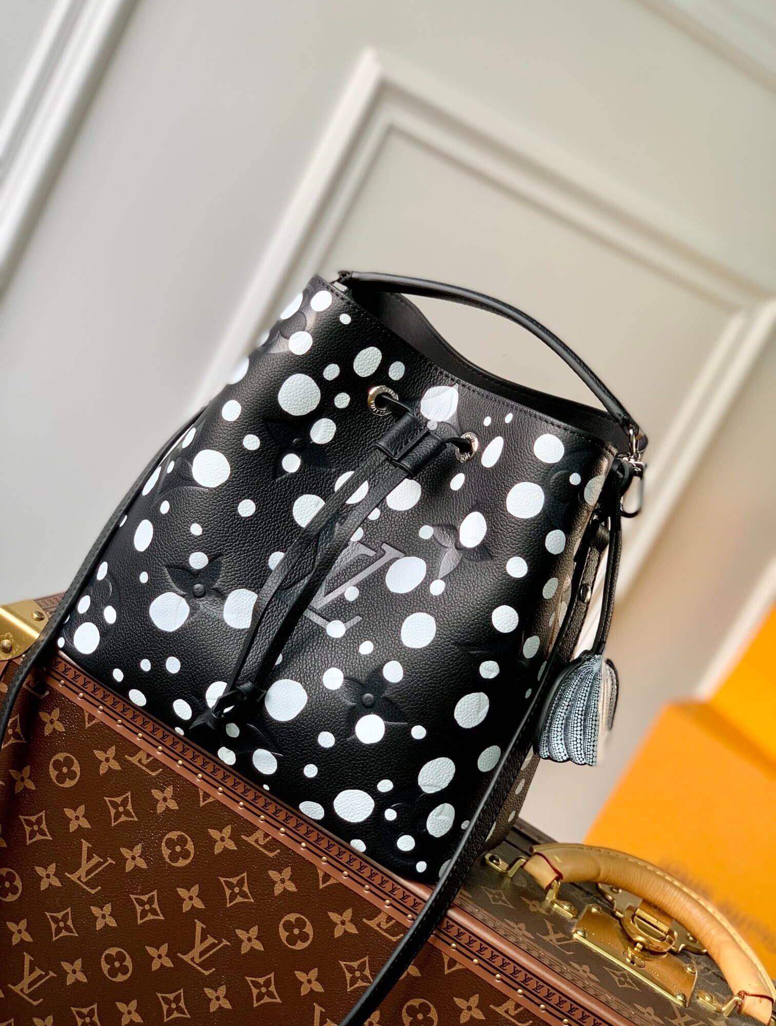 Louis Vuitton Monogram Empreint LV x YK Infinity Dots NéoNoé BB Shoulder Handbag M21753 Black