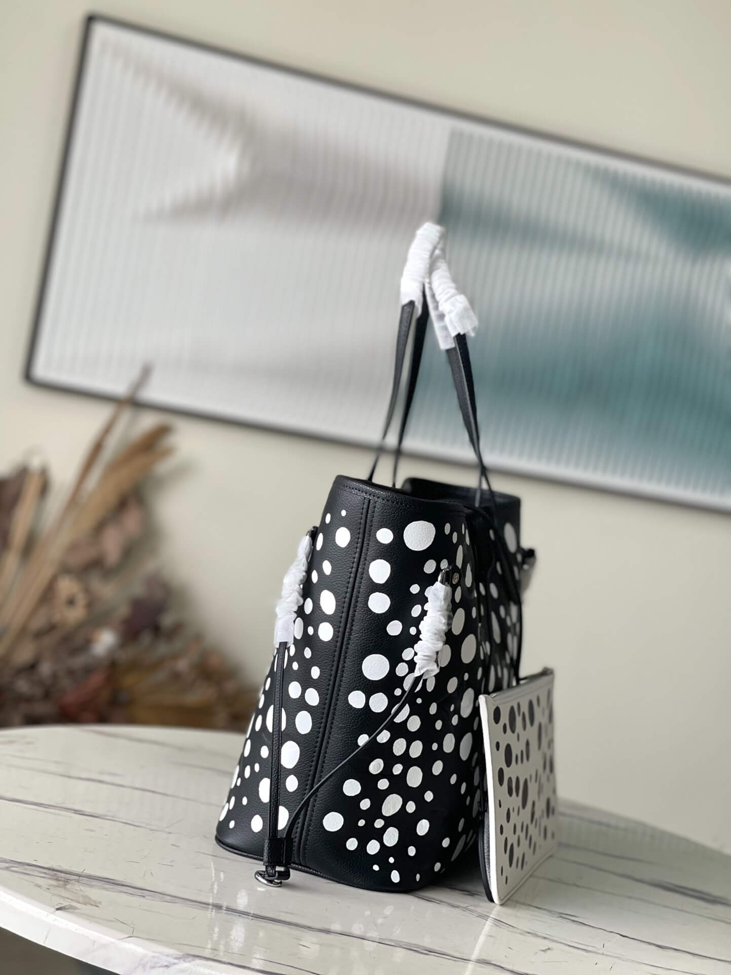 Louis Vuitton Monogram Empreinte LV x YK Neverfull MM Tote Handbag M46390 Black M46422 Red - Image 8