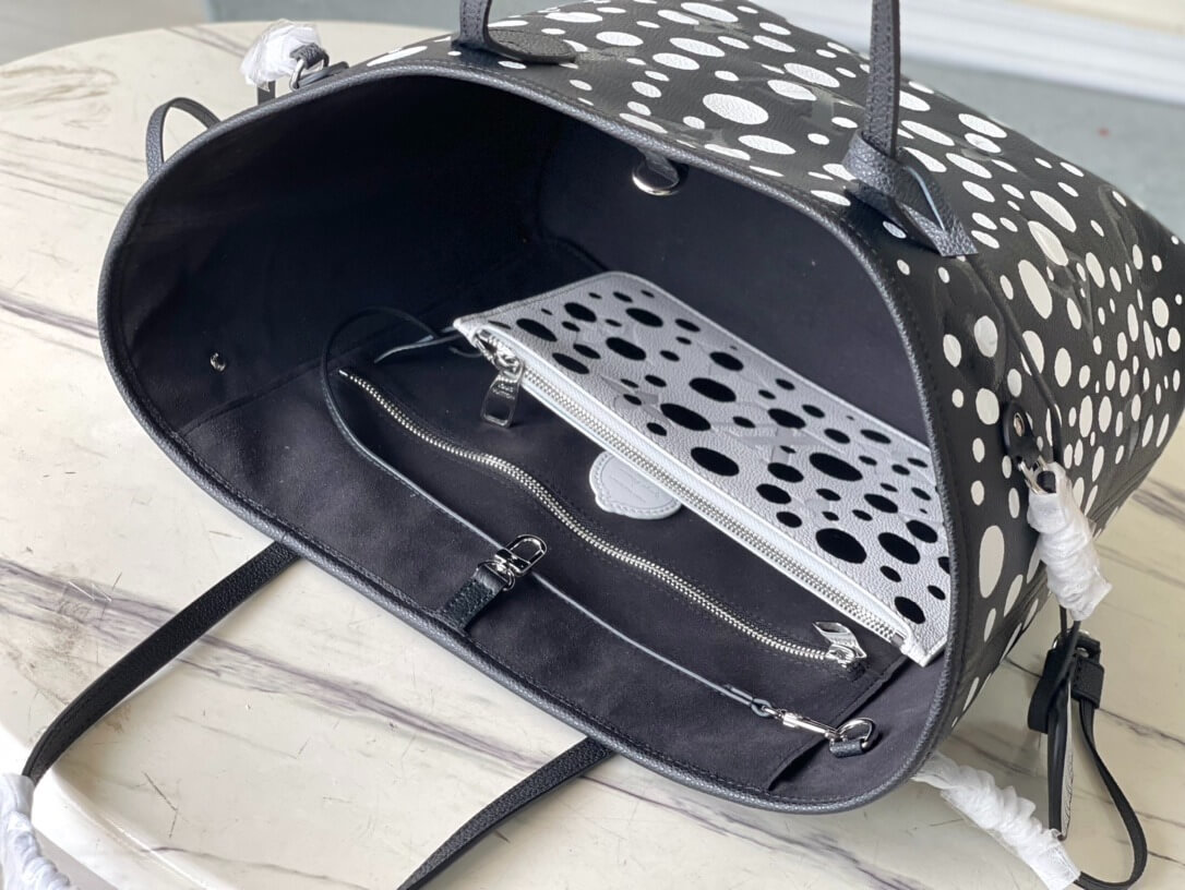 Louis Vuitton Monogram Empreinte LV x YK Neverfull MM Tote Handbag M46390 Black M46422 Red - Image 3