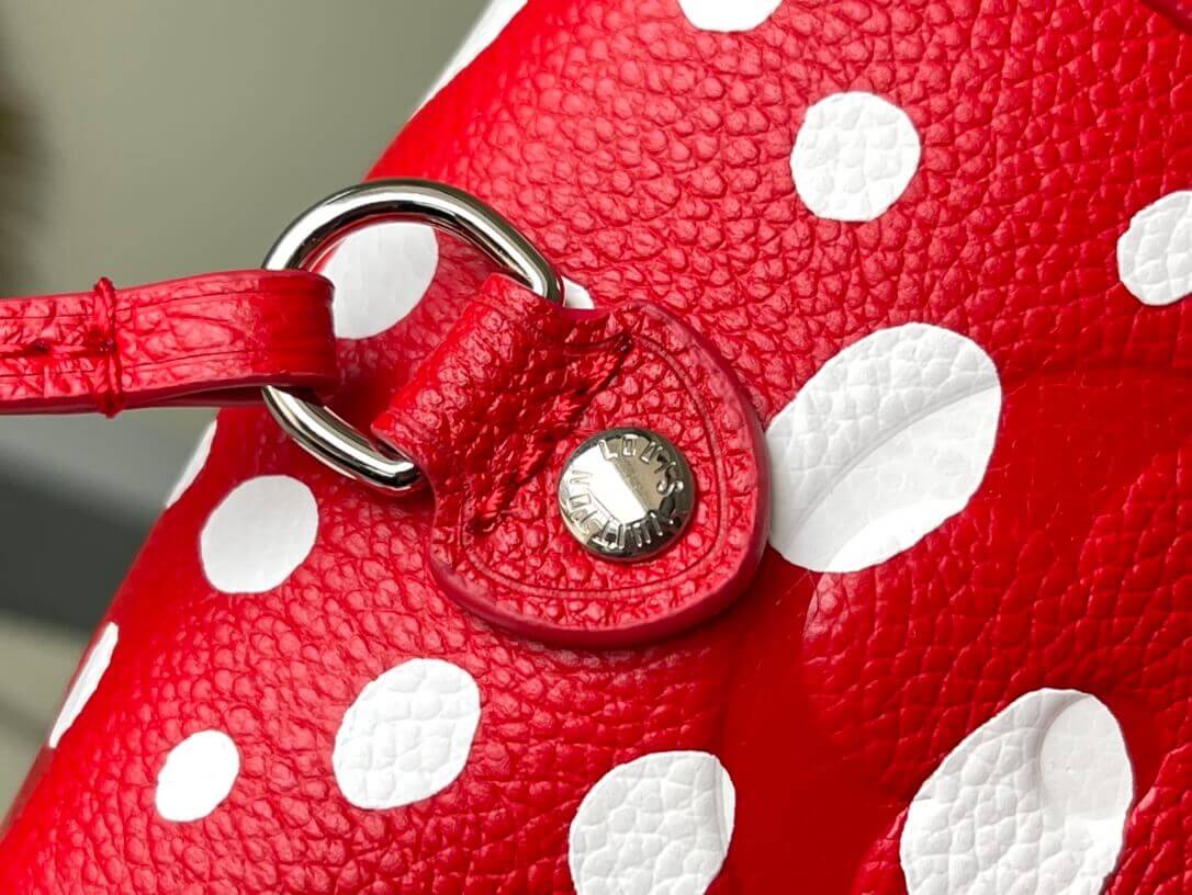 Louis Vuitton Monogram Empreinte LV x YK Neverfull MM Tote Handbag M46390 Black M46422 Red - Image 16