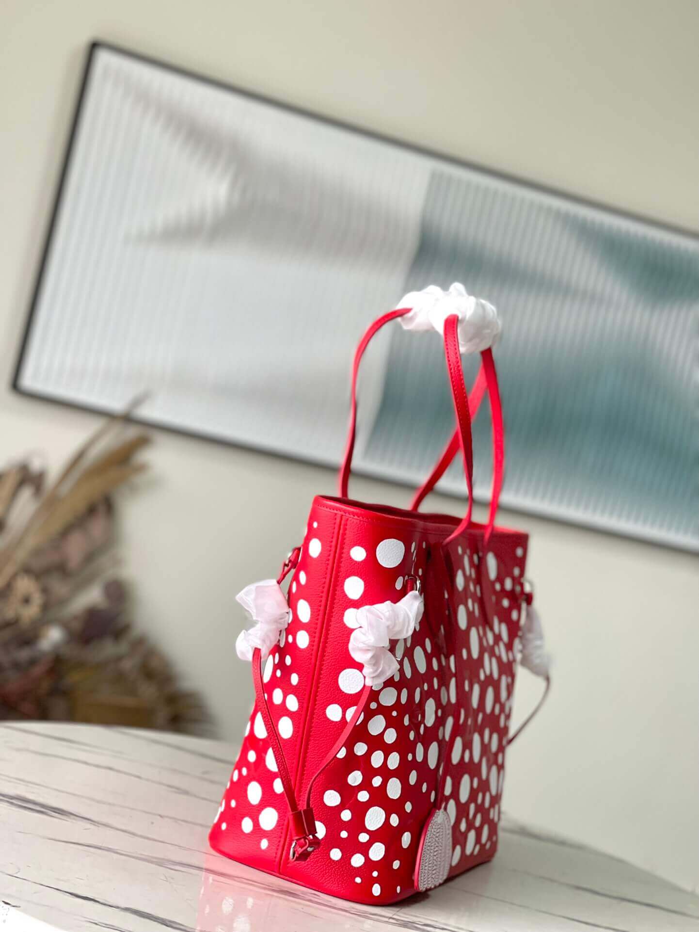 Louis Vuitton Monogram Empreinte LV x YK Neverfull MM Tote Handbag M46390 Black M46422 Red - Image 17