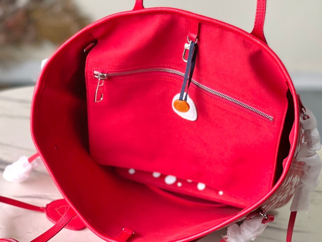 Louis Vuitton Monogram Empreinte LV x YK Neverfull MM Tote Handbag M46390 Black M46422 Red - Image 12