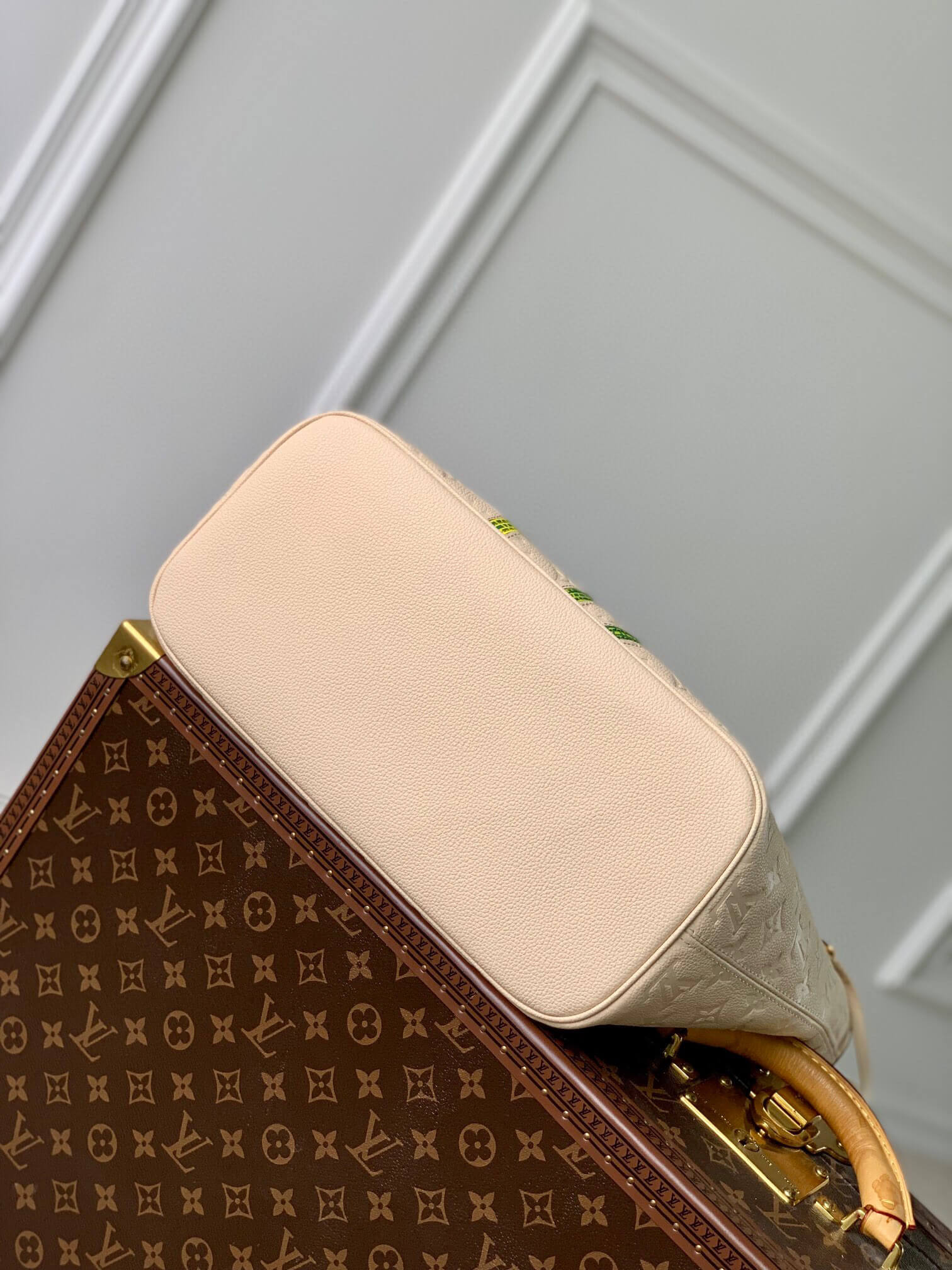 Louis Vuitton Monogram Empreinte LV x YK Sac Neverfull MM Shoulder HandBag M21733 Black Flower - White Cream Flower - Image 16