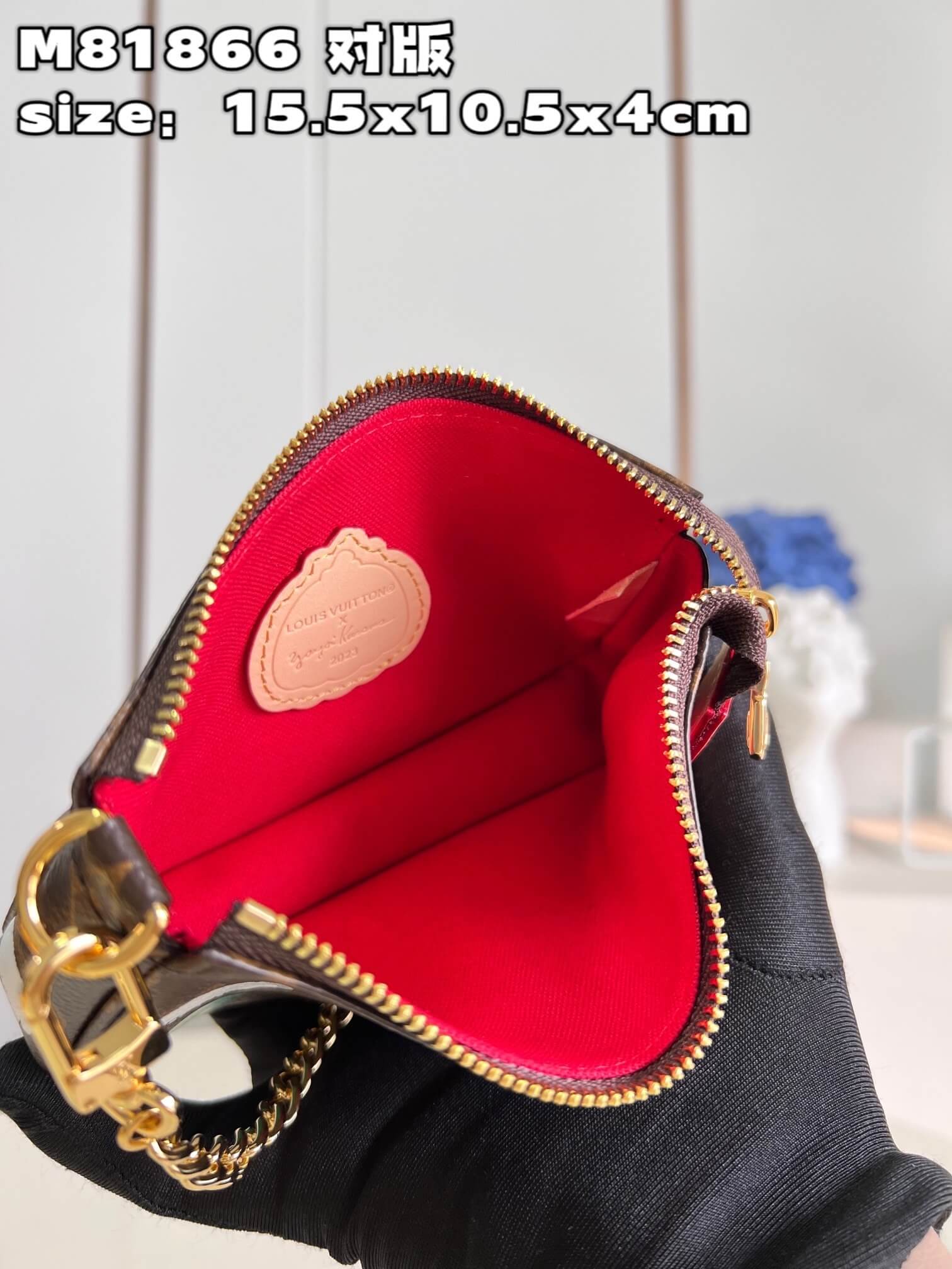 Louis Vuitton Monogram canvas LV x YK Dots print Mini Pochette Accessoires M81866 Multicolor Red - Image 2