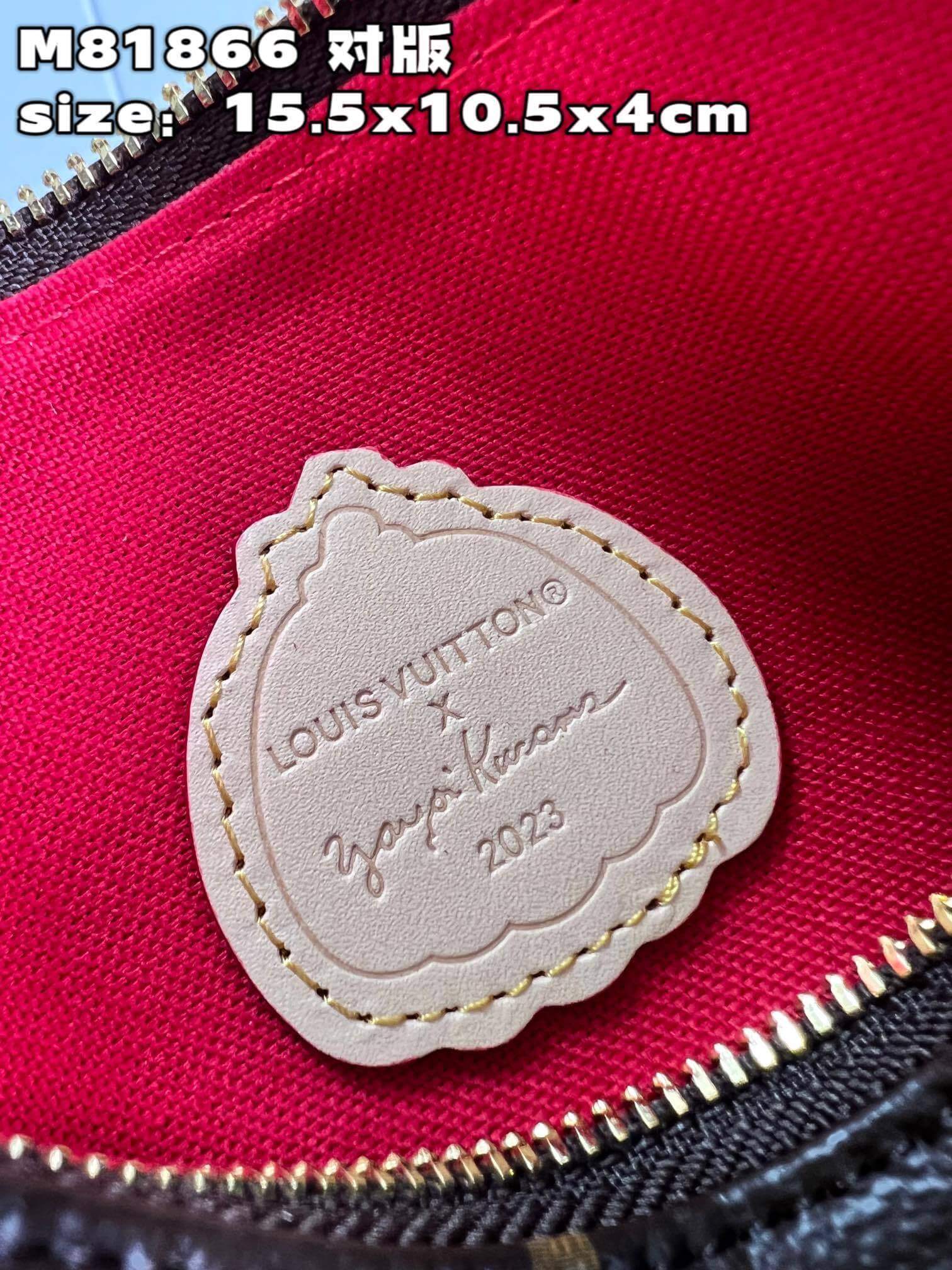 Louis Vuitton Monogram canvas LV x YK Dots print Mini Pochette Accessoires M81866 Multicolor Red - Image 3