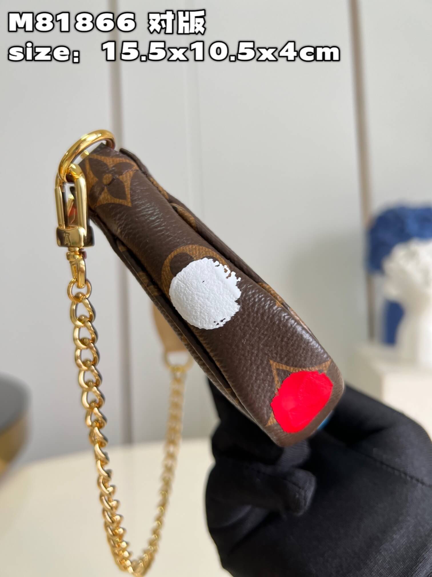 Louis Vuitton Monogram canvas LV x YK Dots print Mini Pochette Accessoires M81866 Multicolor Red - Image 4