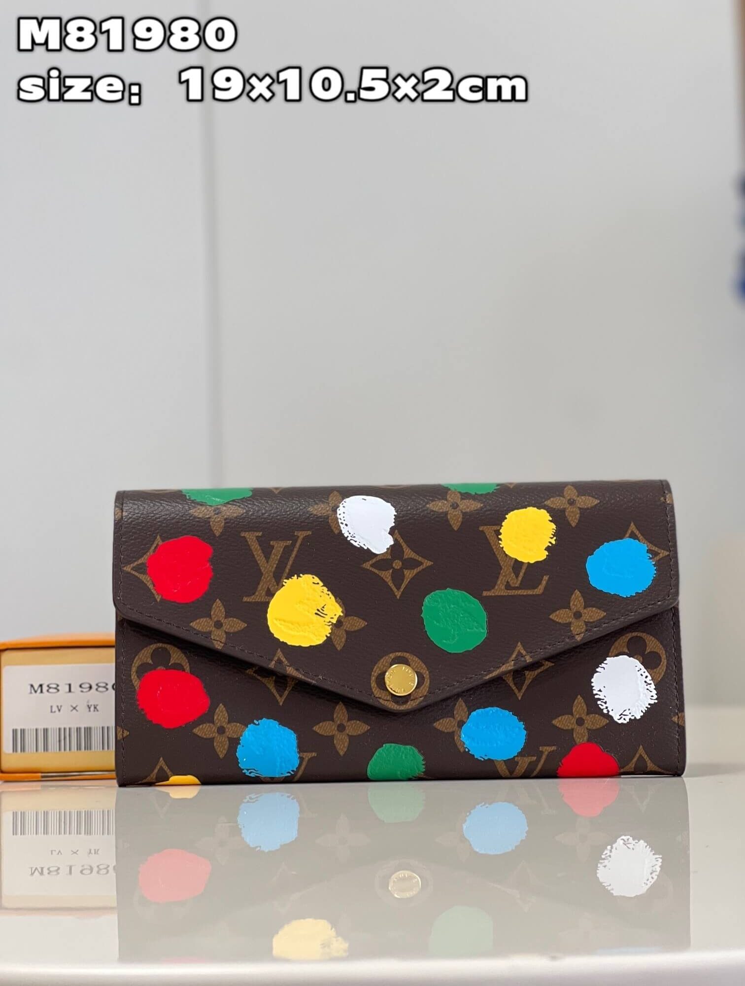 Louis Vuitton Monogram canvas LV x YK Dots print Sarah Wallet M81980 Multicolor Red