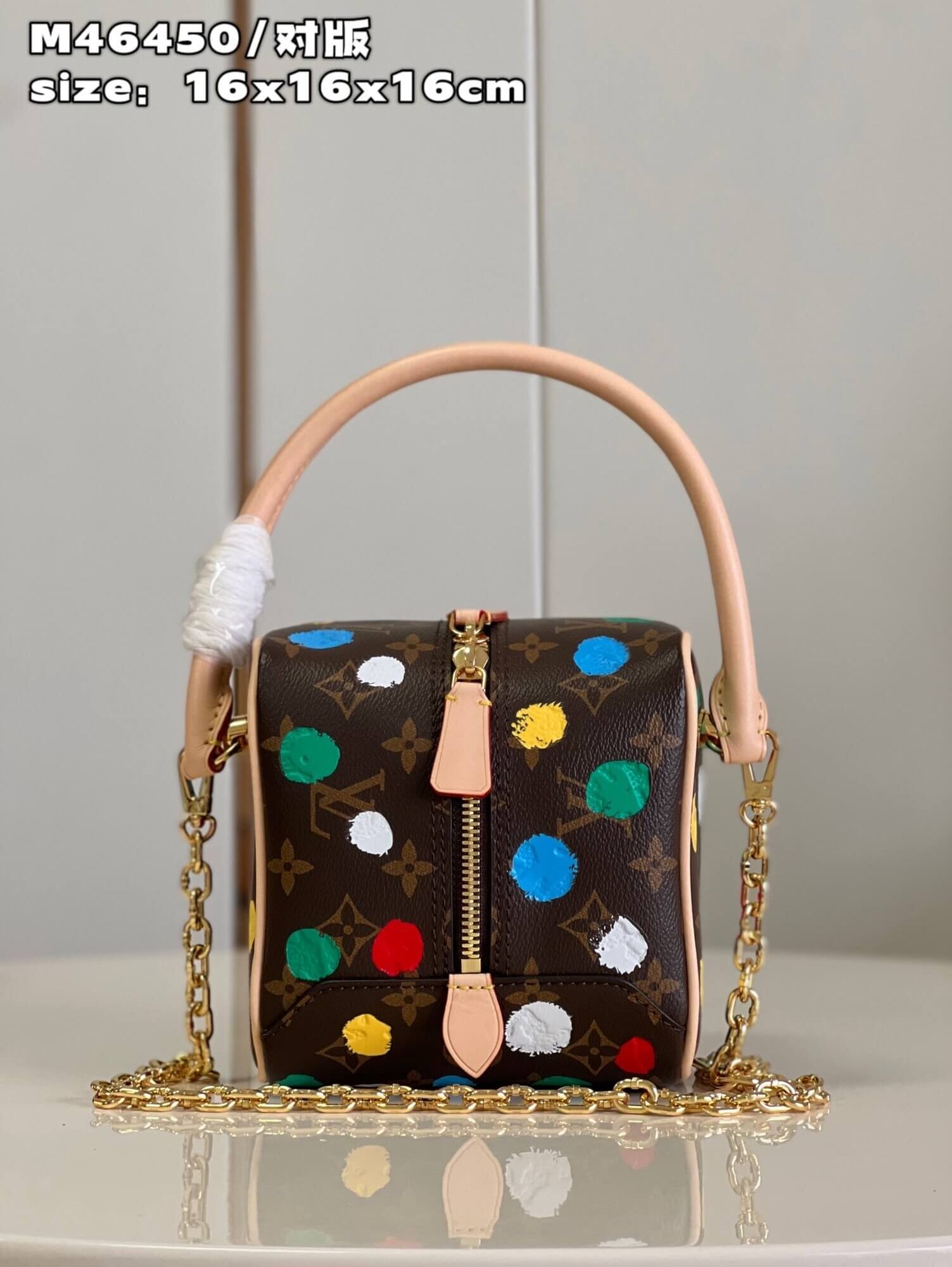 Louis Vuitton Monogram canvas LV x YK Dots print Square Shoulder Handbag M46450 Multicolor Red