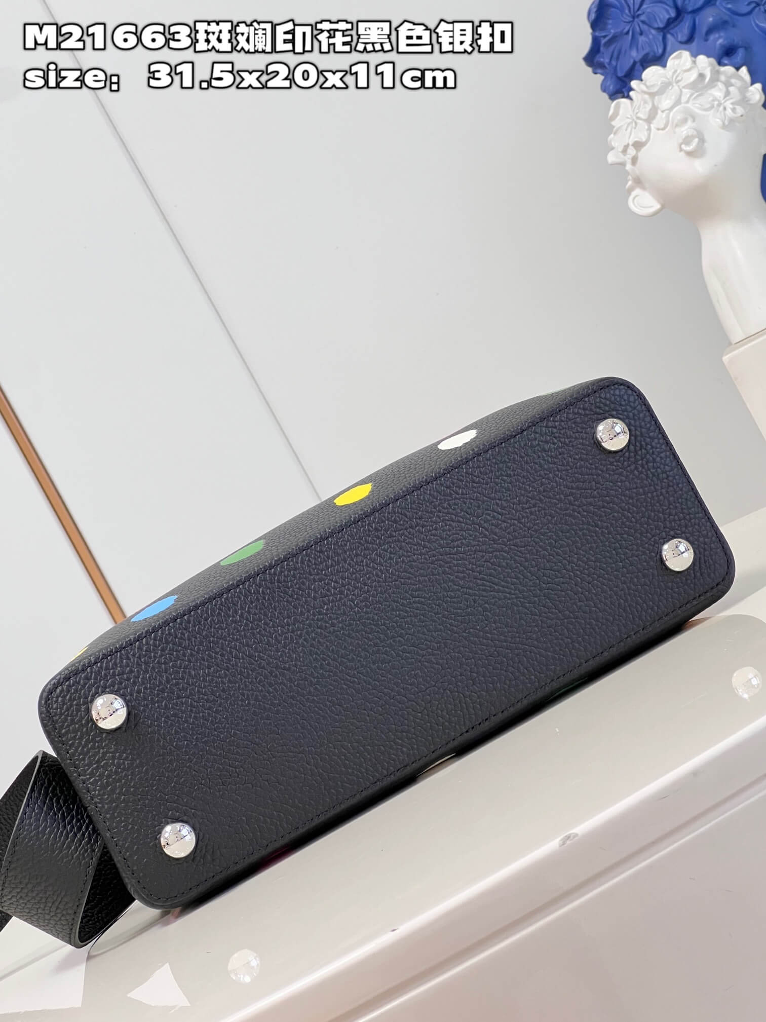 Louis Vuitton Monogram canvas LV x YK Dots print Mini Small Medium Capucines Shoulder Handbag M21636 M21637 M21663 Black - White Multicolor - Image 42