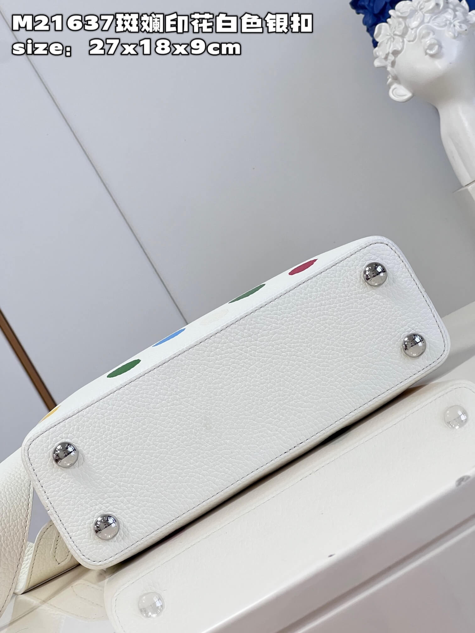 Louis Vuitton Monogram canvas LV x YK Dots print Mini Small Medium Capucines Shoulder Handbag M21636 M21637 M21663 Black - White Multicolor - Image 33