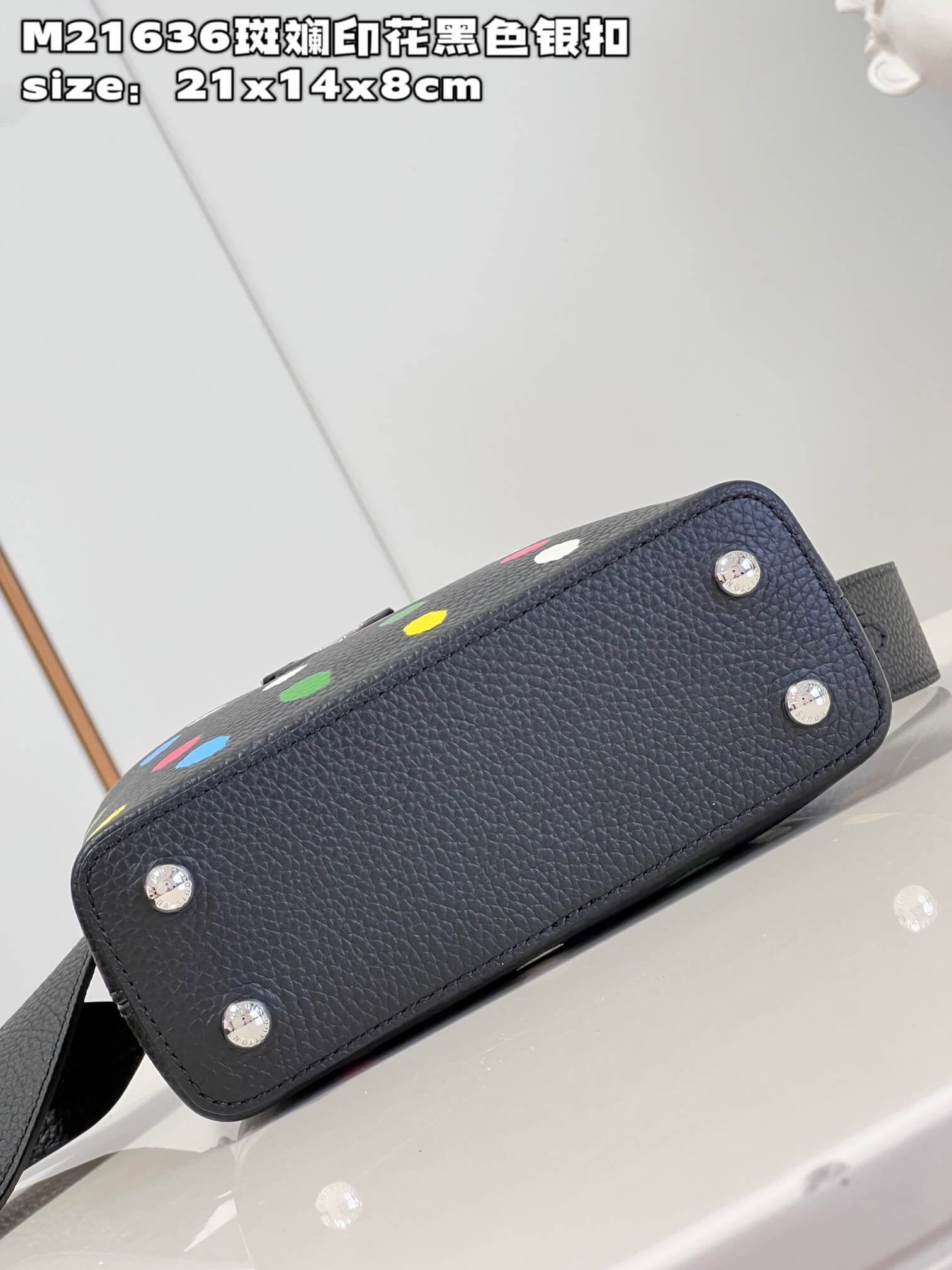 Louis Vuitton Monogram canvas LV x YK Dots print Mini Small Medium Capucines Shoulder Handbag M21636 M21637 M21663 Black - White Multicolor - Image 8