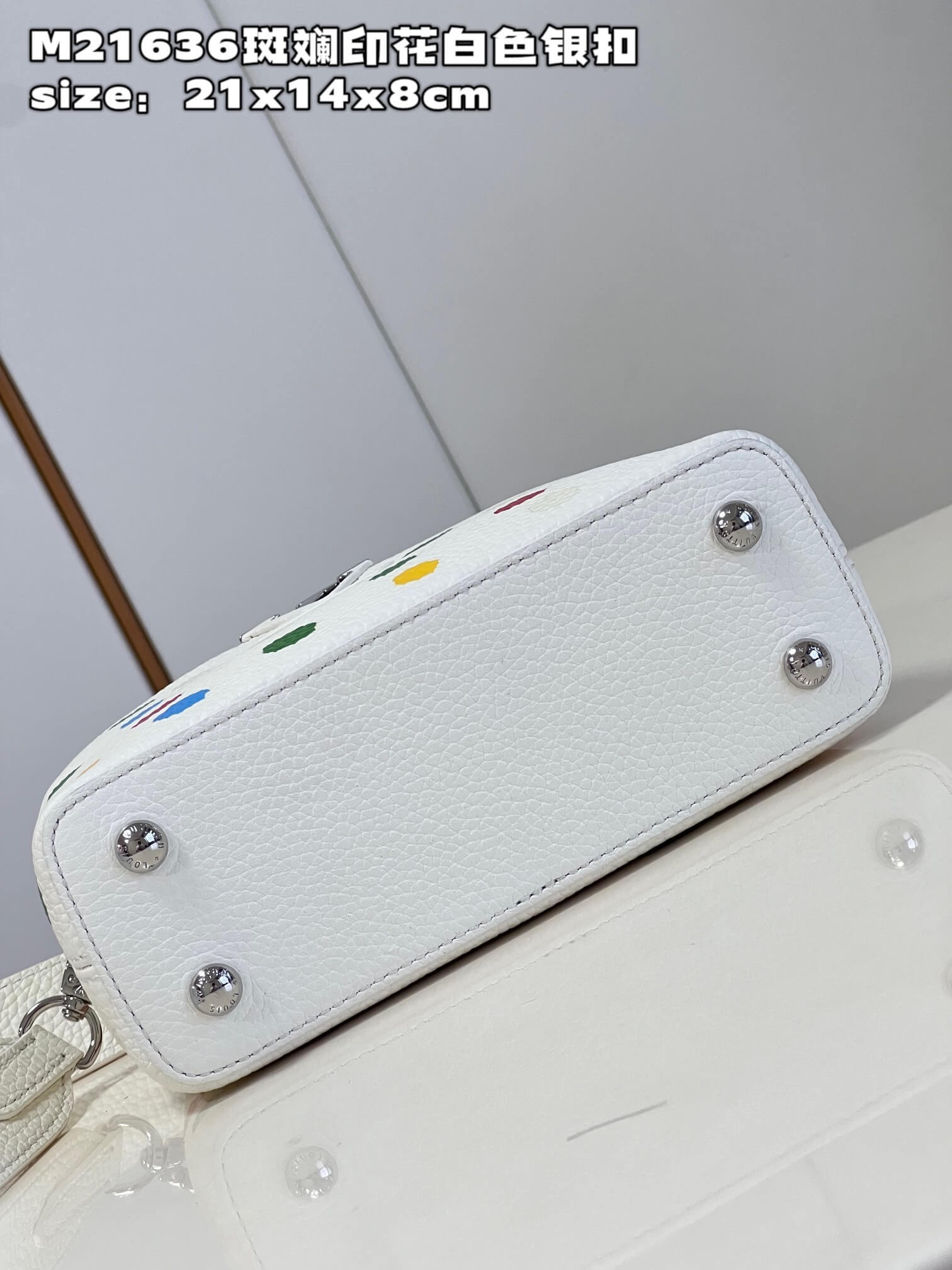 Louis Vuitton Monogram canvas LV x YK Dots print Mini Small Medium Capucines Shoulder Handbag M21636 M21637 M21663 Black - White Multicolor - Image 15