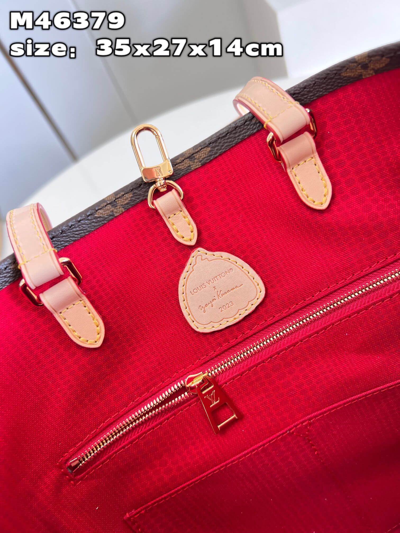 Louis Vuitton Monogram canvas LV x YK Dots print OnTheGo MM Handbag M46379 Multicolor Red - Image 3