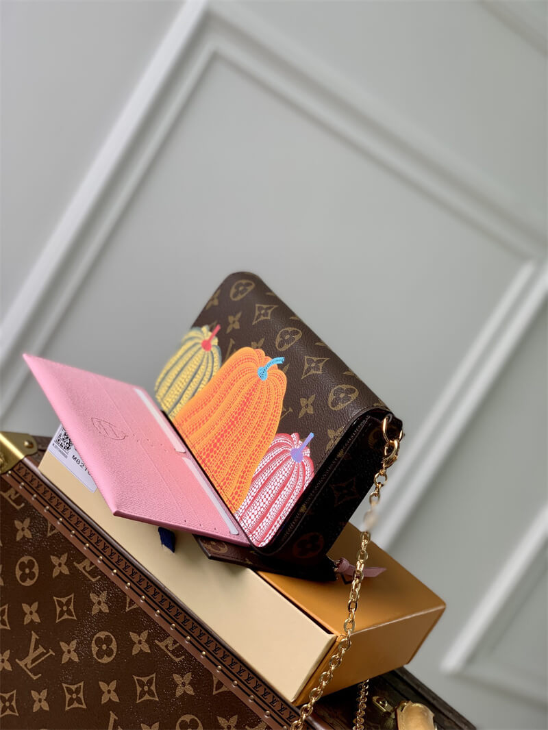 Louis Vuitton Monogram canvas Pumpkin LV x YK Pochette Felicie Handbag M82108 Brown / Purple - Image 3