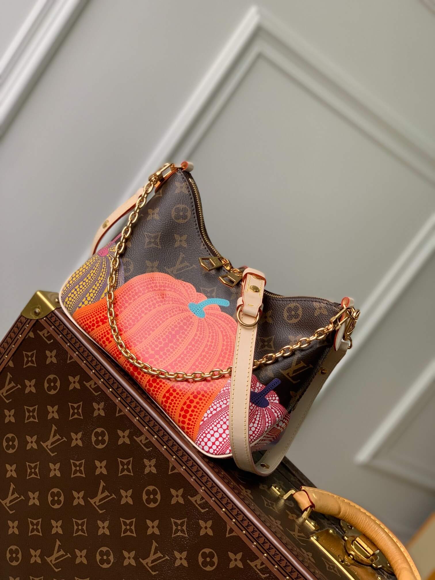 Louis Vuitton Monogram coated canvas LV x YK Boulogne Presbyopia Pumpkin Handbag M46470 Brown / Purple