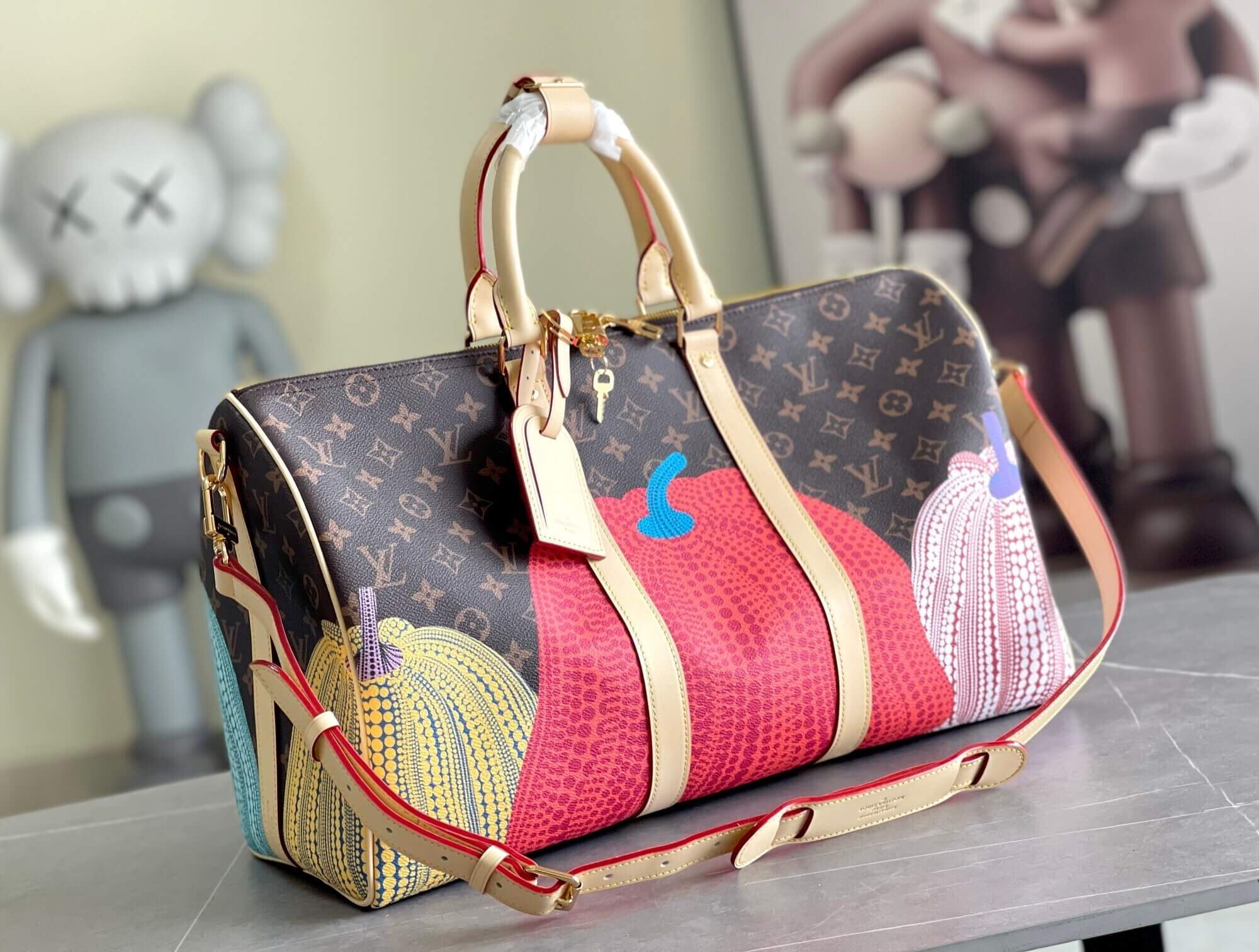 Louis Vuitton Monogram coated canvas LV x YK Keepall 45 Travel Bag Presbyopia Pumpkin M46471 Brown / Purple M46441 Black Flower