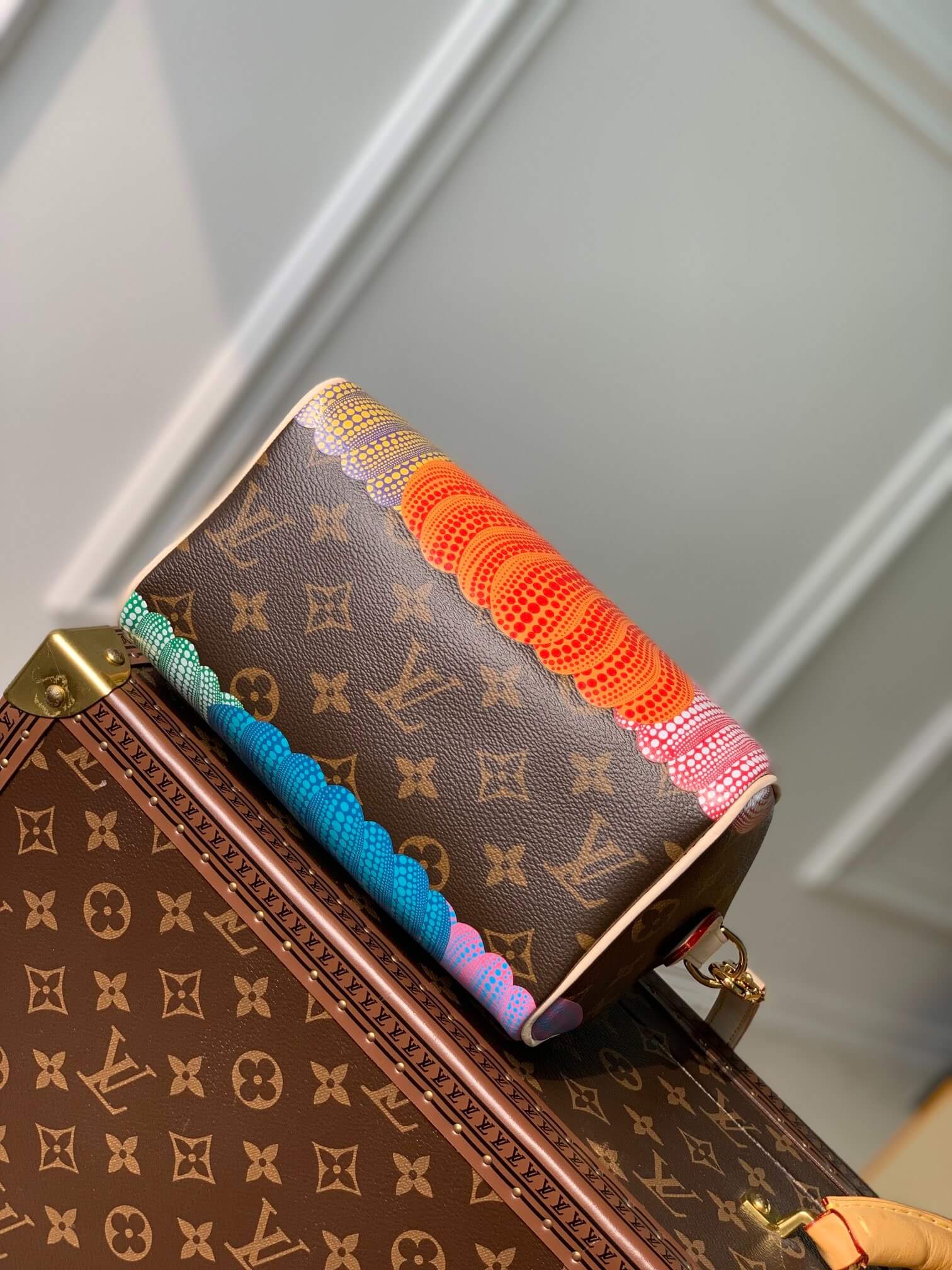 Louis Vuitton Monogram coated canvas LV x YK Speedy Bandoulière 20 Presbyopia Pumpkin Handbag M46469 Brown / Purple - Image 9
