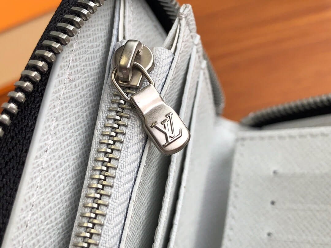 Louis Vuitton LV Monogram Eclipse canvas Taigarama Zippy Vertical Wallet M30446 White M30447 Blue M62295 Black - Image 3