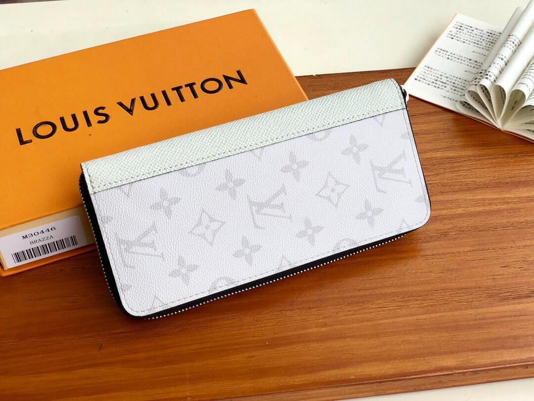 Louis Vuitton LV Monogram Eclipse canvas Taigarama Zippy Vertical Wallet M30446 White M30447 Blue M62295 Black - Image 7