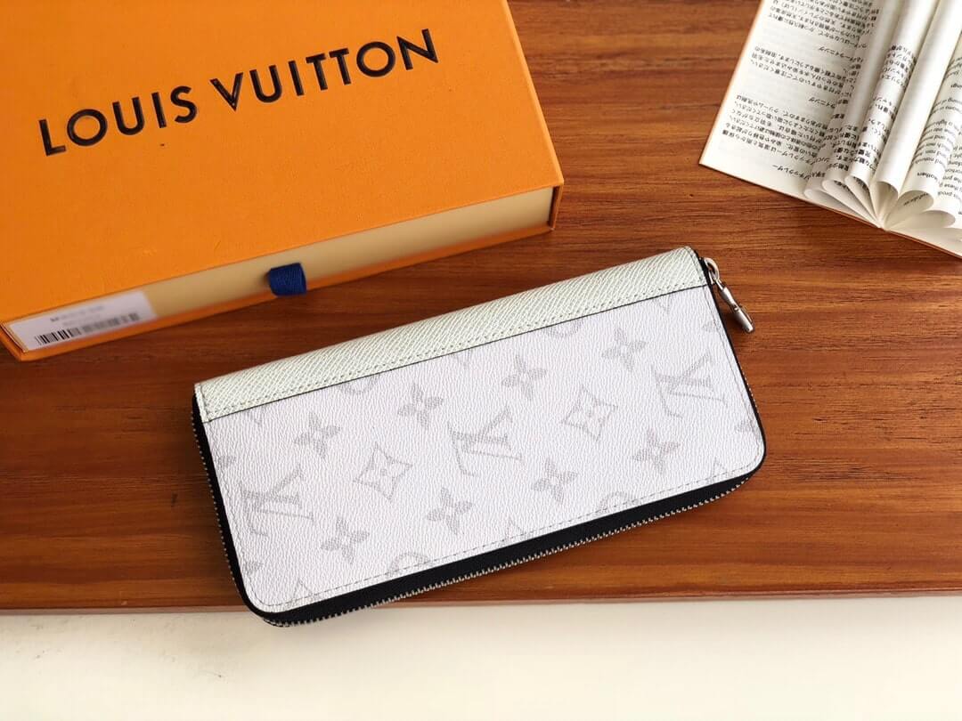 Louis Vuitton LV Monogram Eclipse canvas Taigarama Zippy Vertical Wallet M30446 White M30447 Blue M62295 Black - Image 8