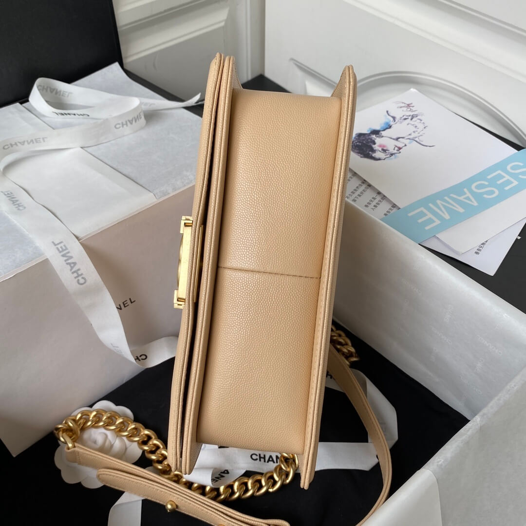 Boy Chanel Flap Medium Quilted Caviar Leather Shoulder Crossbody HandBag - Image 9